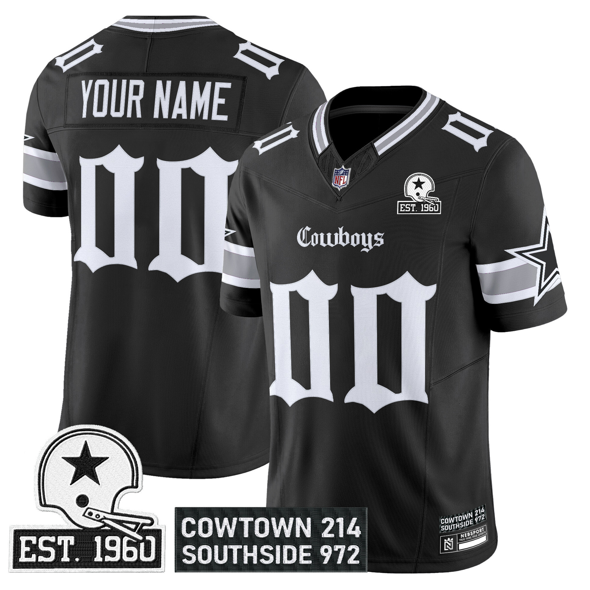 Men's Dallas Cowboys 'Gothic Lone Star Edition' Vapor Limited Custom Black Jersey - All Stitched