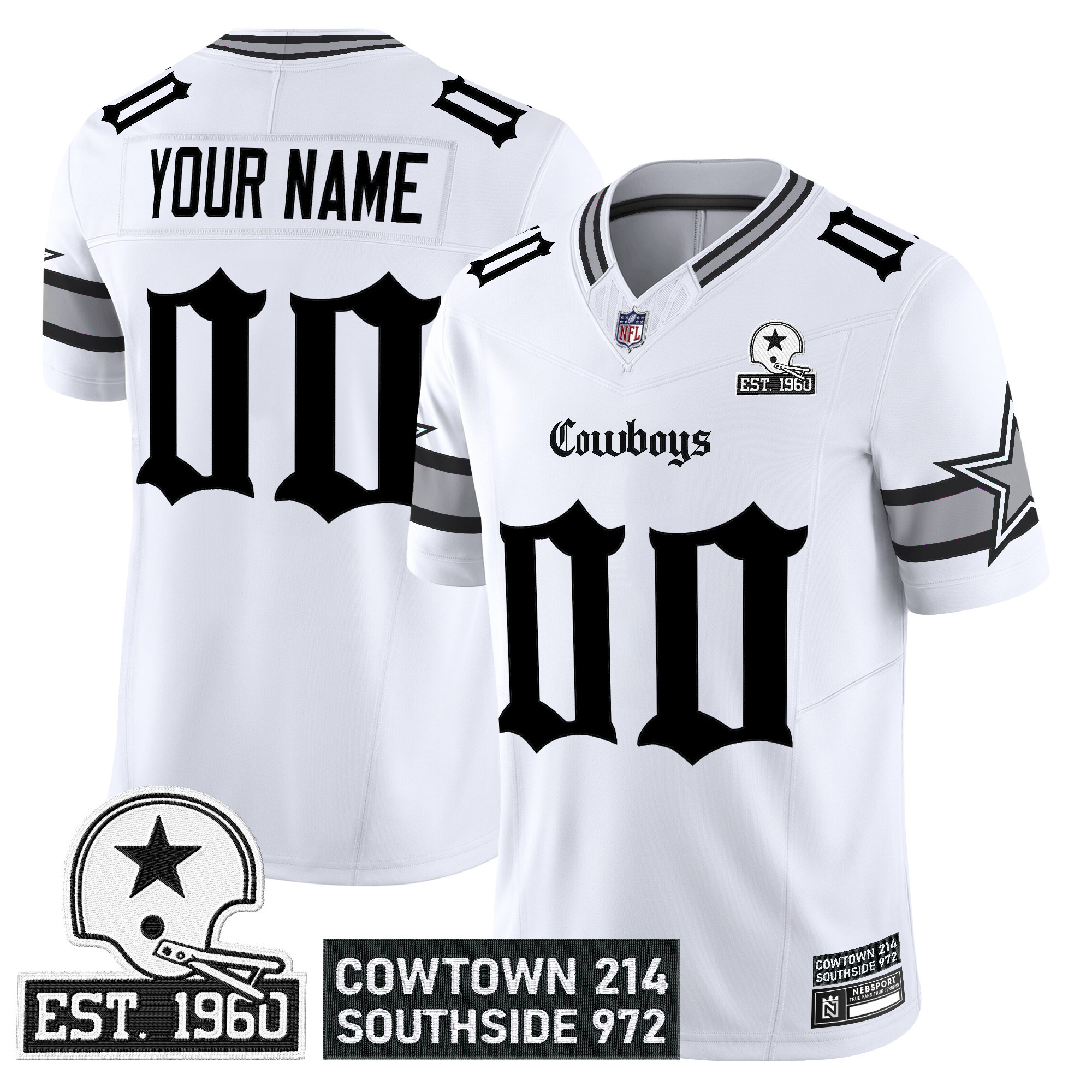 Men's Dallas Cowboys 'Gothic Lone Star Edition' Vapor Limited Custom White Jersey - All Stitched