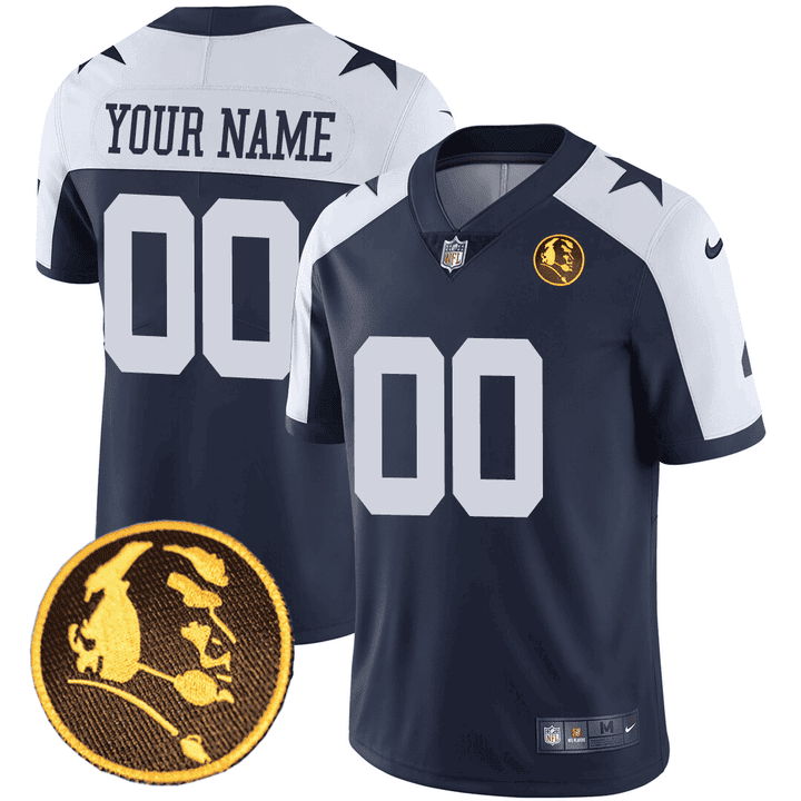 Men's Dallas Cowboys John Madden Honoring Patch Custom Alternate Navy Jersey - All Stitched