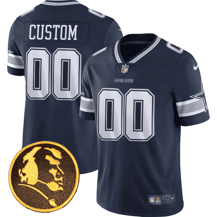 Men's Dallas Cowboys John Madden Honoring Patch Custom Navy Jersey - All Stitched