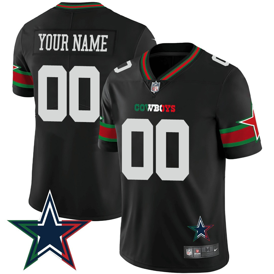 Men's Dallas Cowboys Mexico Vapor Custom Black Jersey - All Stitched