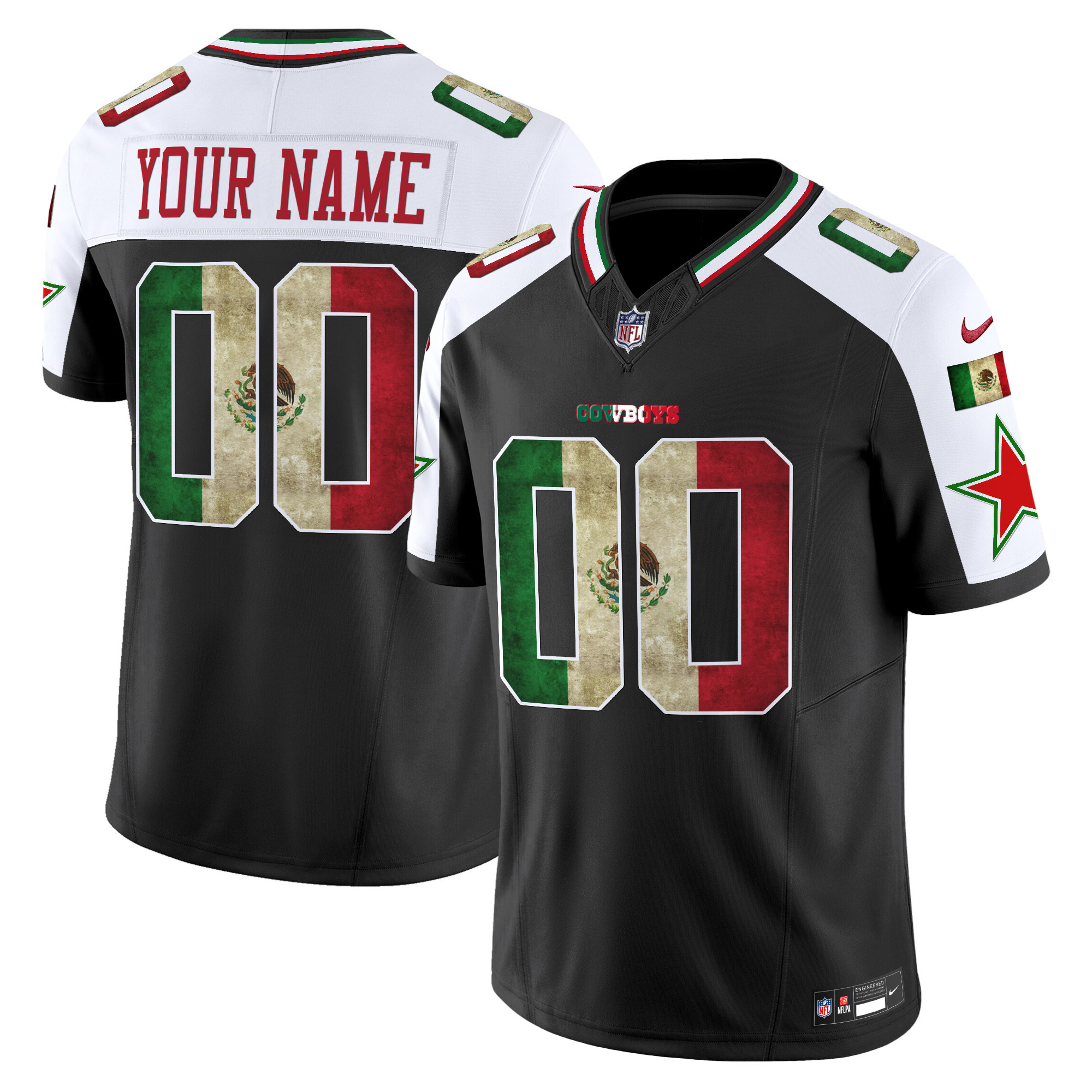 Men's Dallas Cowboys Mexico Vapor Limited Custom Alternate Jersey - All Stitched