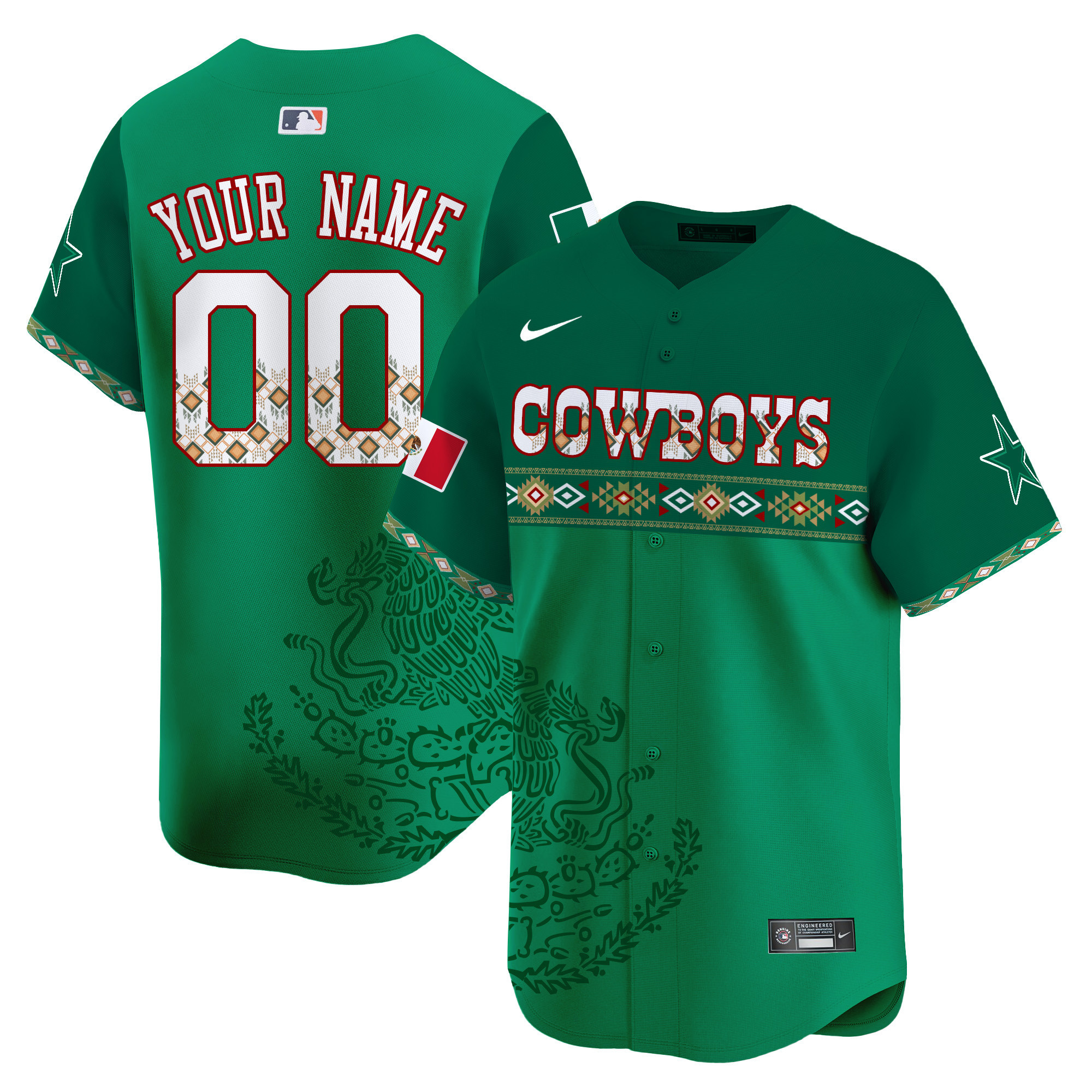 Men's Dallas Cowboys Mexico Vapor Premier Limited Custom - Printed Green Jersey