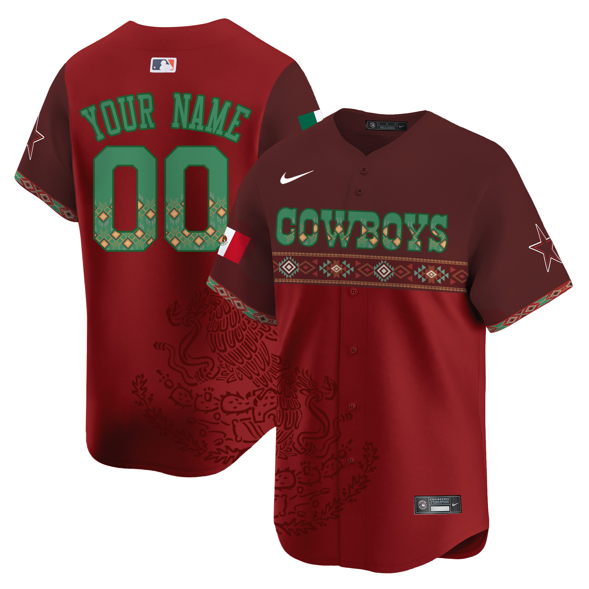 Men's Dallas Cowboys Mexico Vapor Premier Limited Custom - Printed Red Jersey