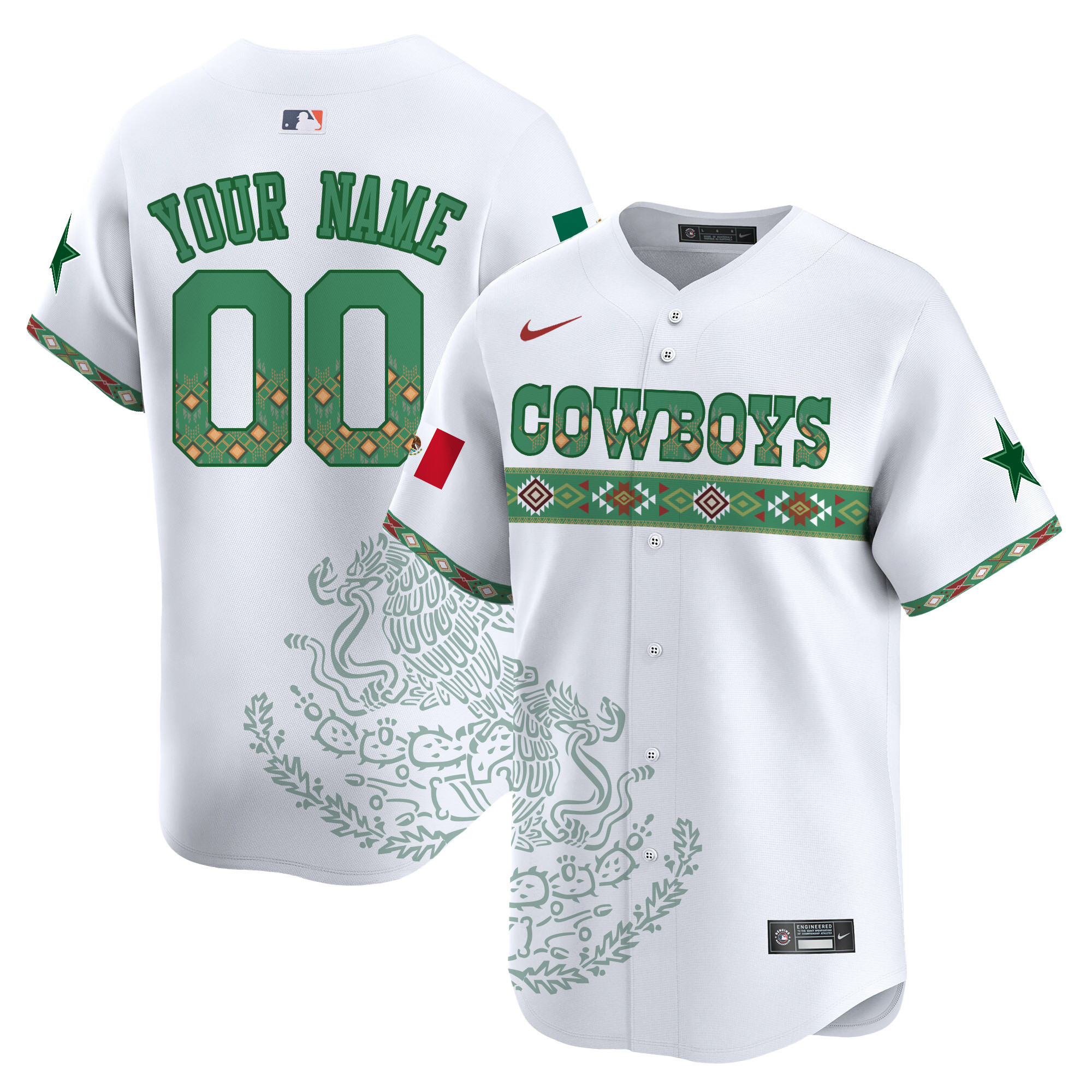 Men's Dallas Cowboys Mexico Vapor Premier Limited Custom - Printed White Jersey