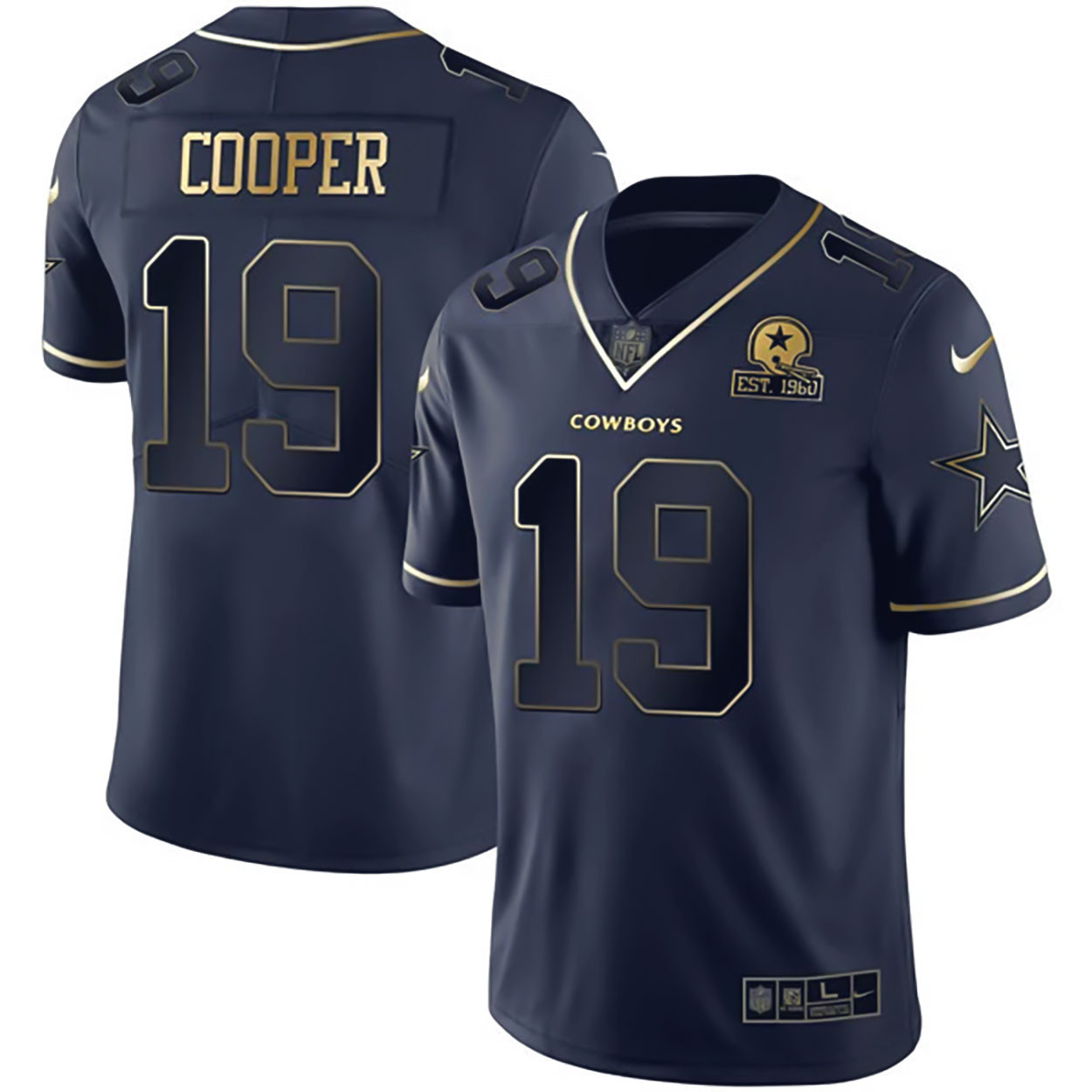 Men's Dallas Cowboys Navy Gold Collection - All Stitched Amari Cooper Jersey - All Stitched