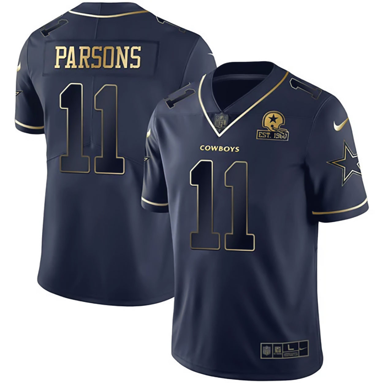 Men's Dallas Cowboys Navy Gold Collection - All Stitched Micah Parsons Jersey - All Stitched