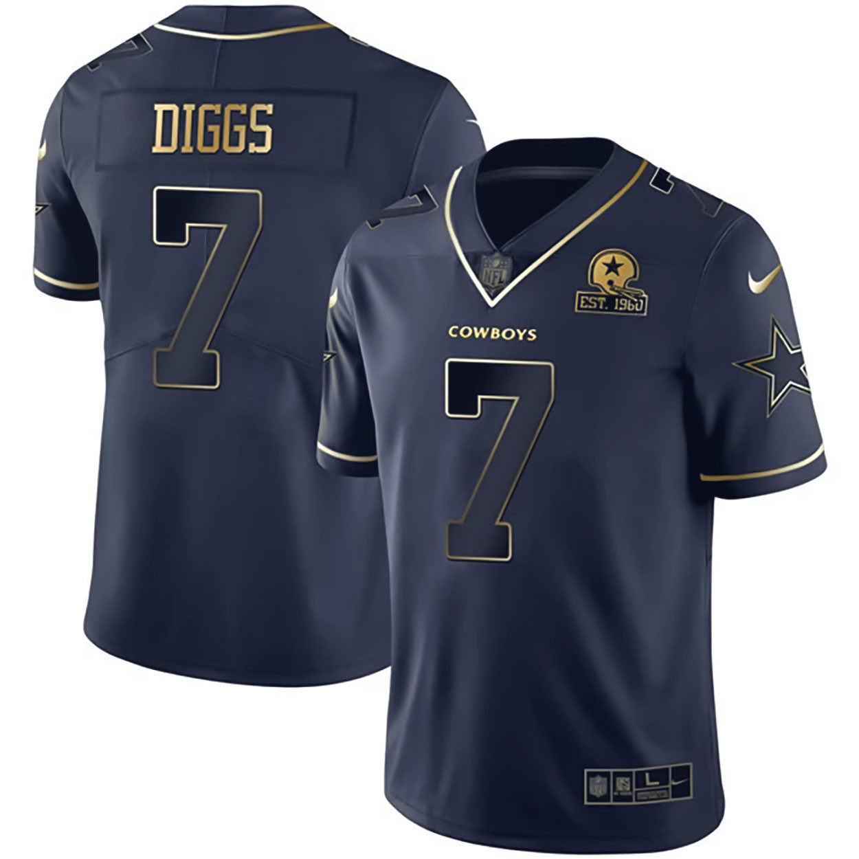 Men's Dallas Cowboys Navy Gold Collection - All Stitched Trevon Diggs Jersey - All Stitched