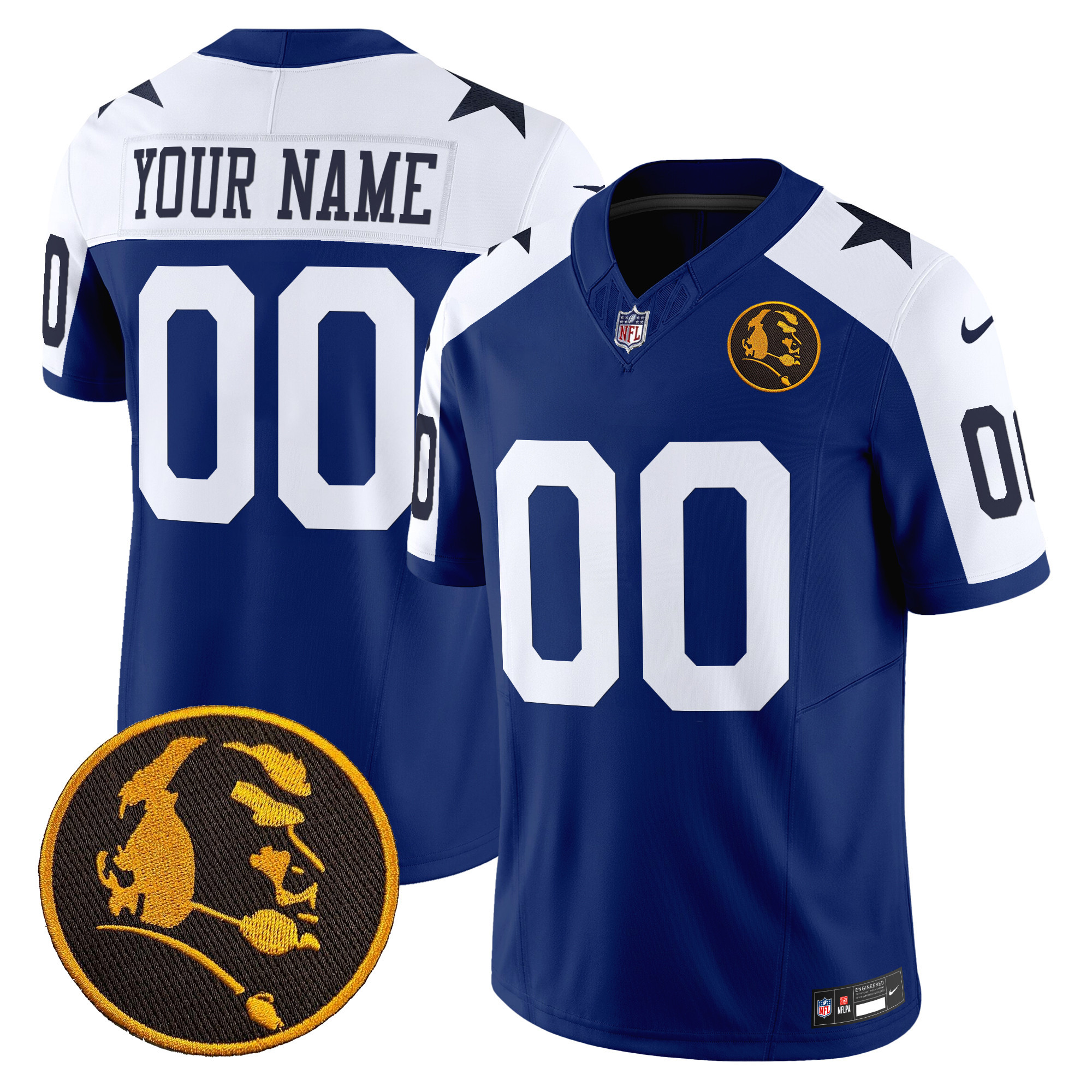 Men's Dallas Cowboys Texas & John Madden Patch Vapor Limited Custom Royal Alternate Jersey - All Stitched