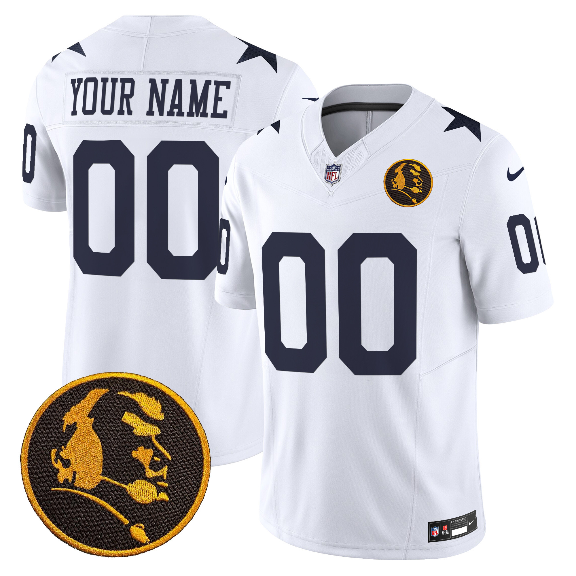 Men's Dallas Cowboys Texas & John Madden Patch Vapor Limited Custom White Jersey - All Stitched