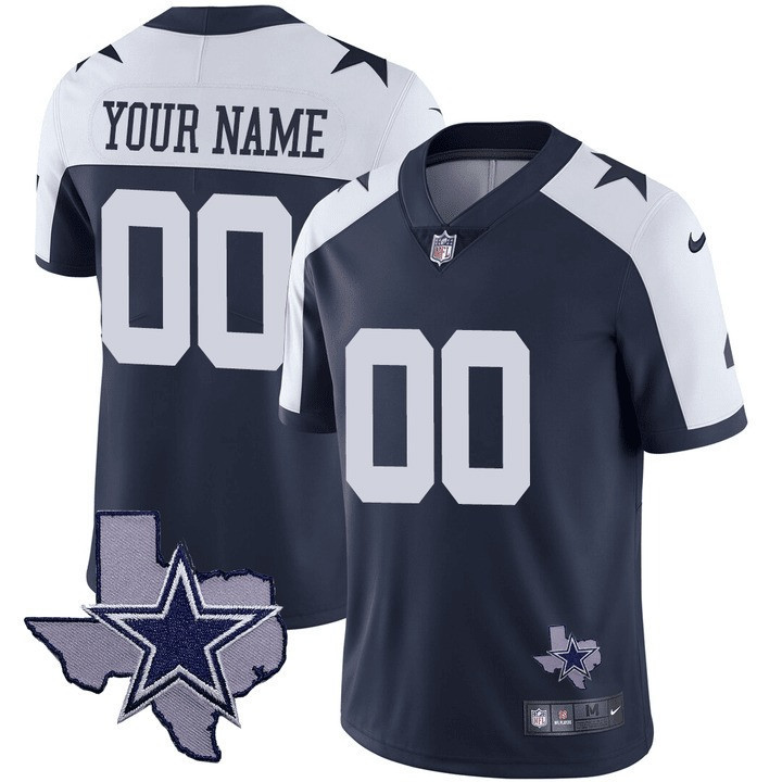 Men's Dallas Cowboys Texas Patch Vapor Custom Alternate Jersey - All Stitched