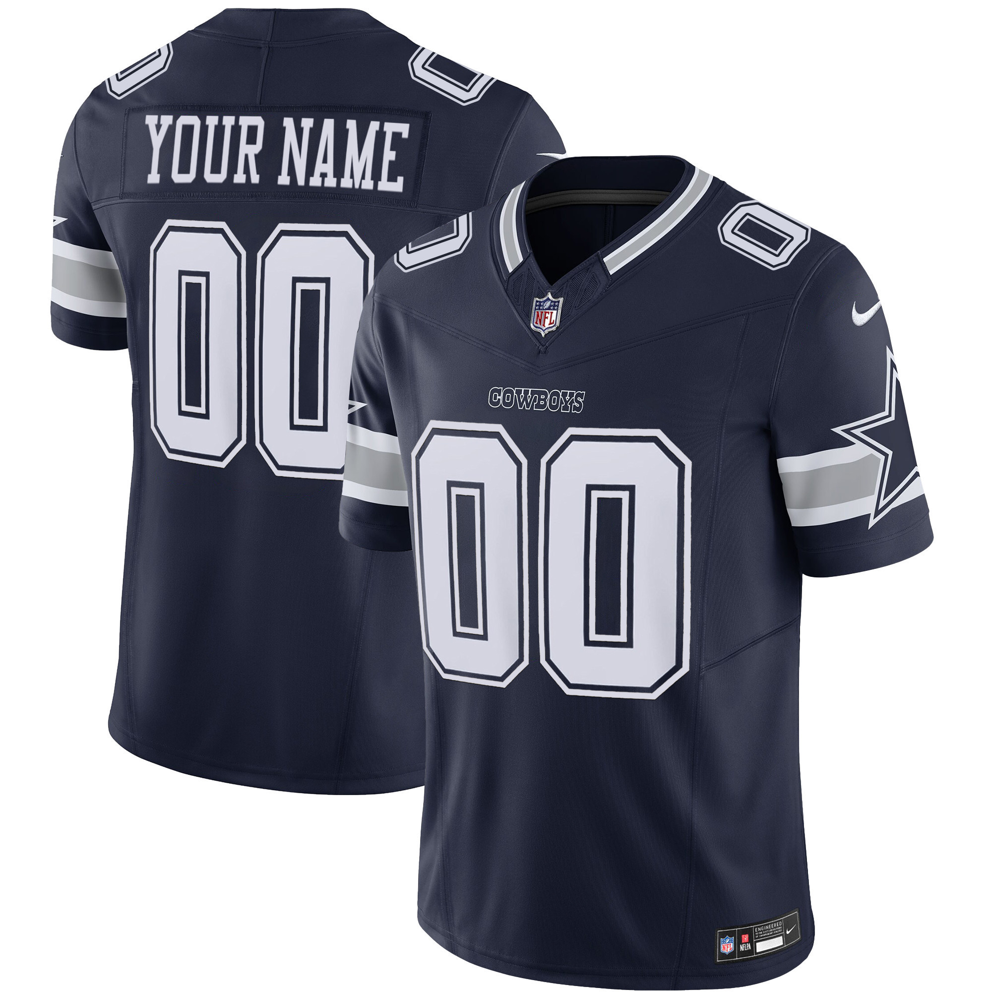 Men's Dallas Cowboys Vapor Limited Custom Navy Jersey - All Stitched