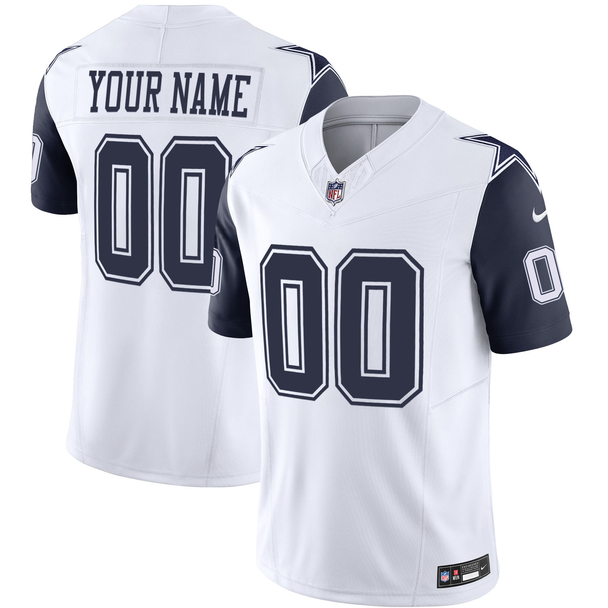 Men's Dallas Cowboys Vapor Limited Custom Navy Sleeves Jersey - All Stitched