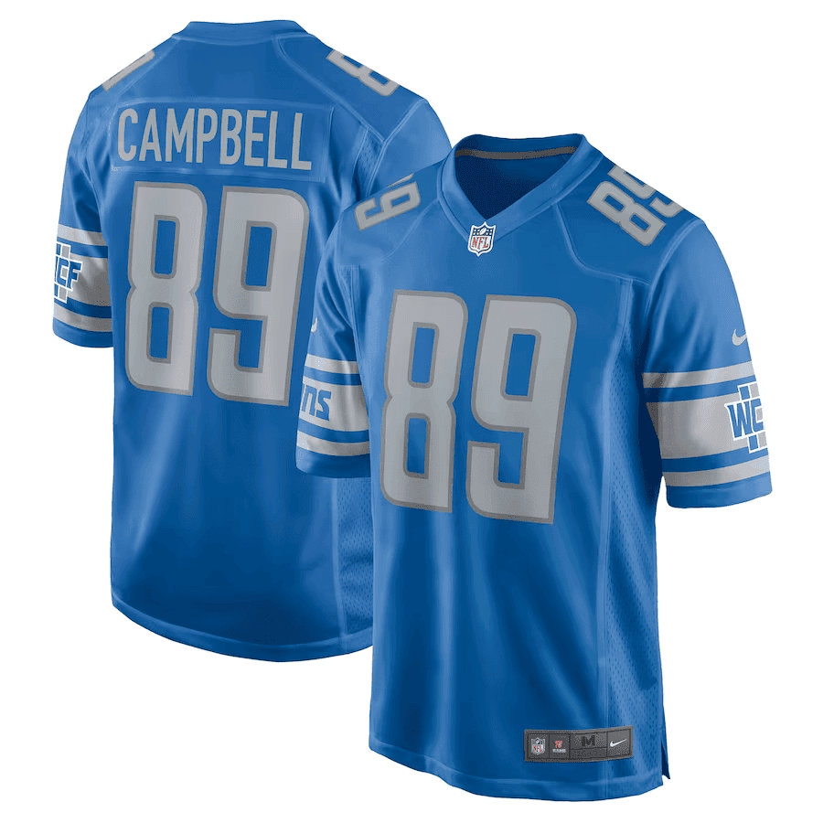 Men's Dan Campbell Detroit Lions Retired Player Game Blue Jersey - All Stitched