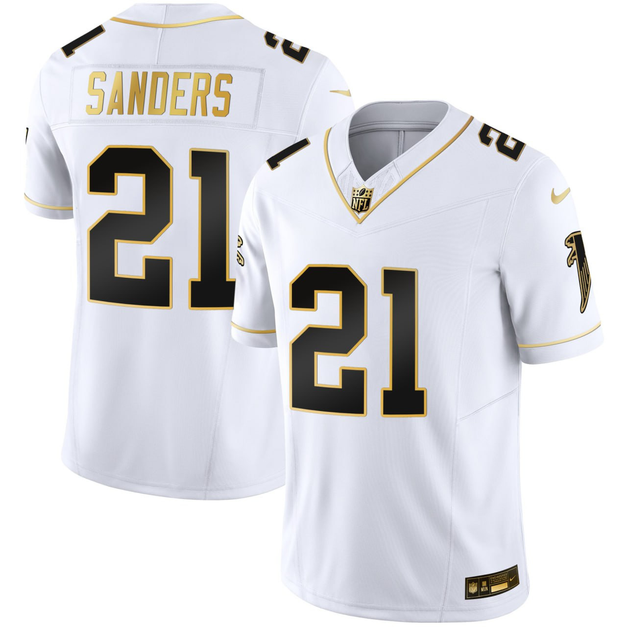 Men's Deion Sanders Atlanta Falcons White Gold White Gold Jersey - All Stitched