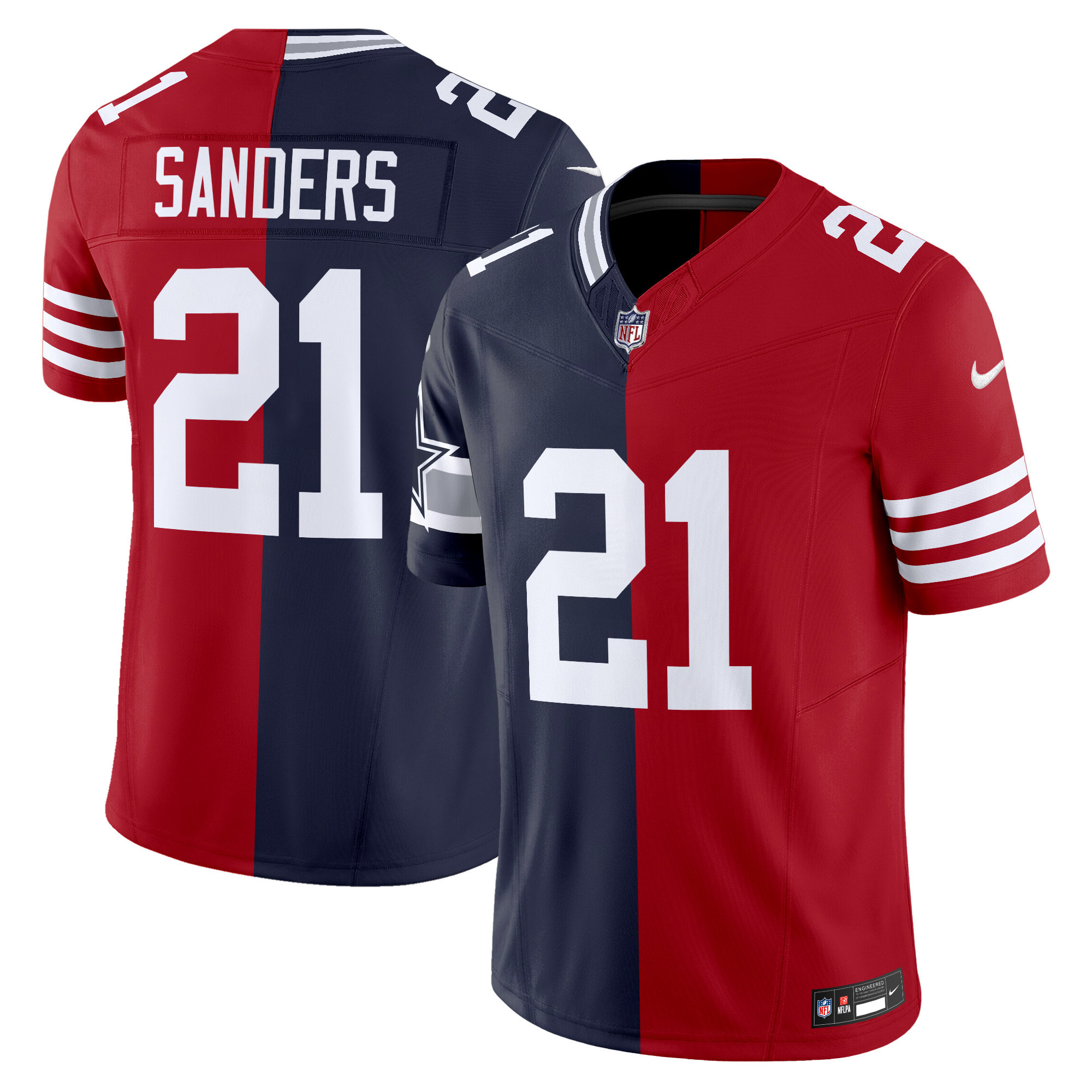 Men's Deion Sanders Dallas Cowboys Split Vapor Limited 49ers - Cowboys Jersey - All Stitched