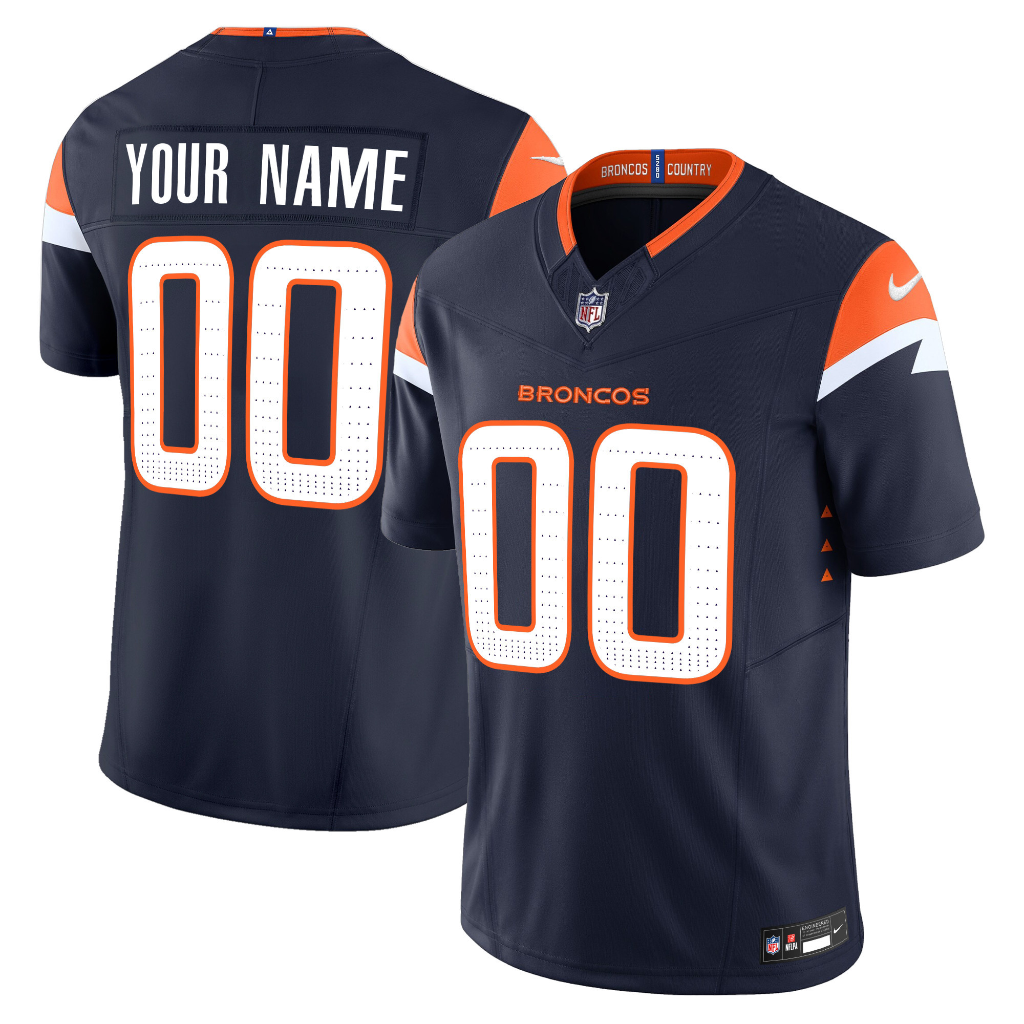 Men's Denver Broncos 2024 Vapor Limited Custom Navy Jersey - All Stitched