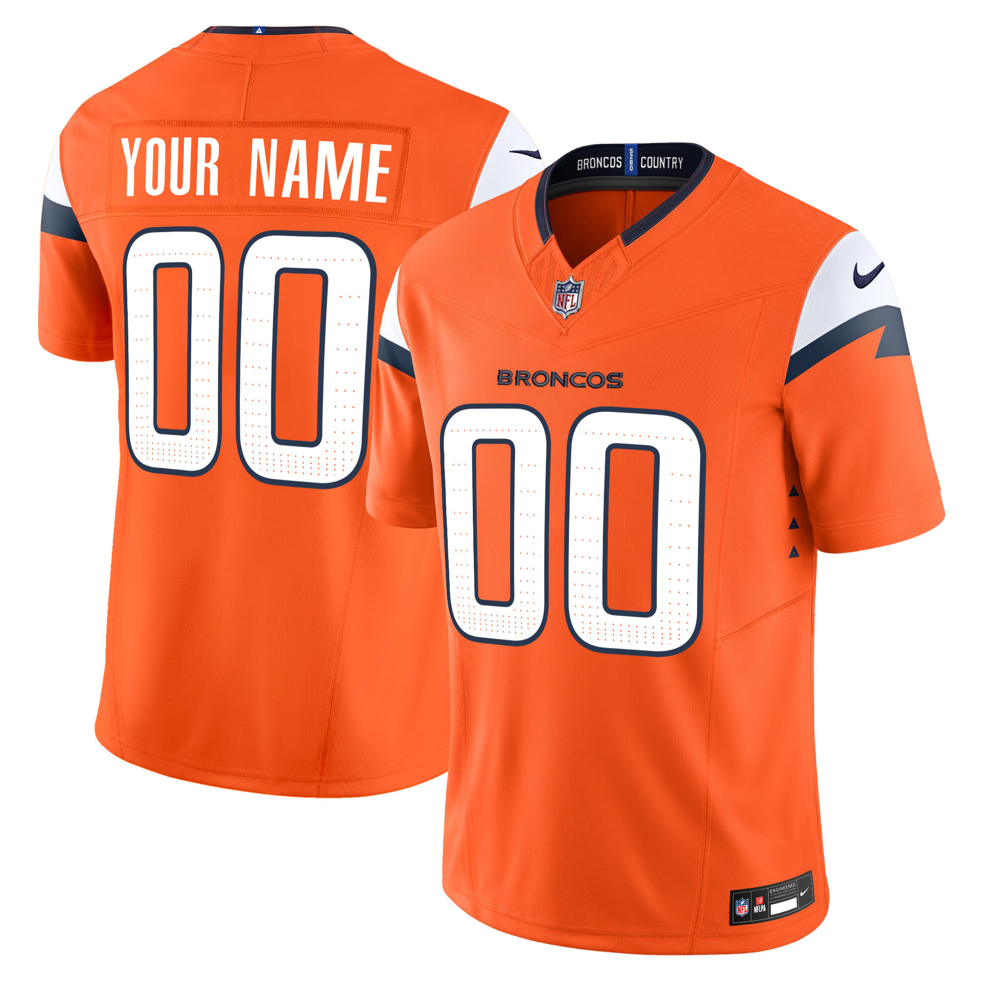 Men's Denver Broncos 2024 Vapor Limited Custom Orange Jersey - All Stitched