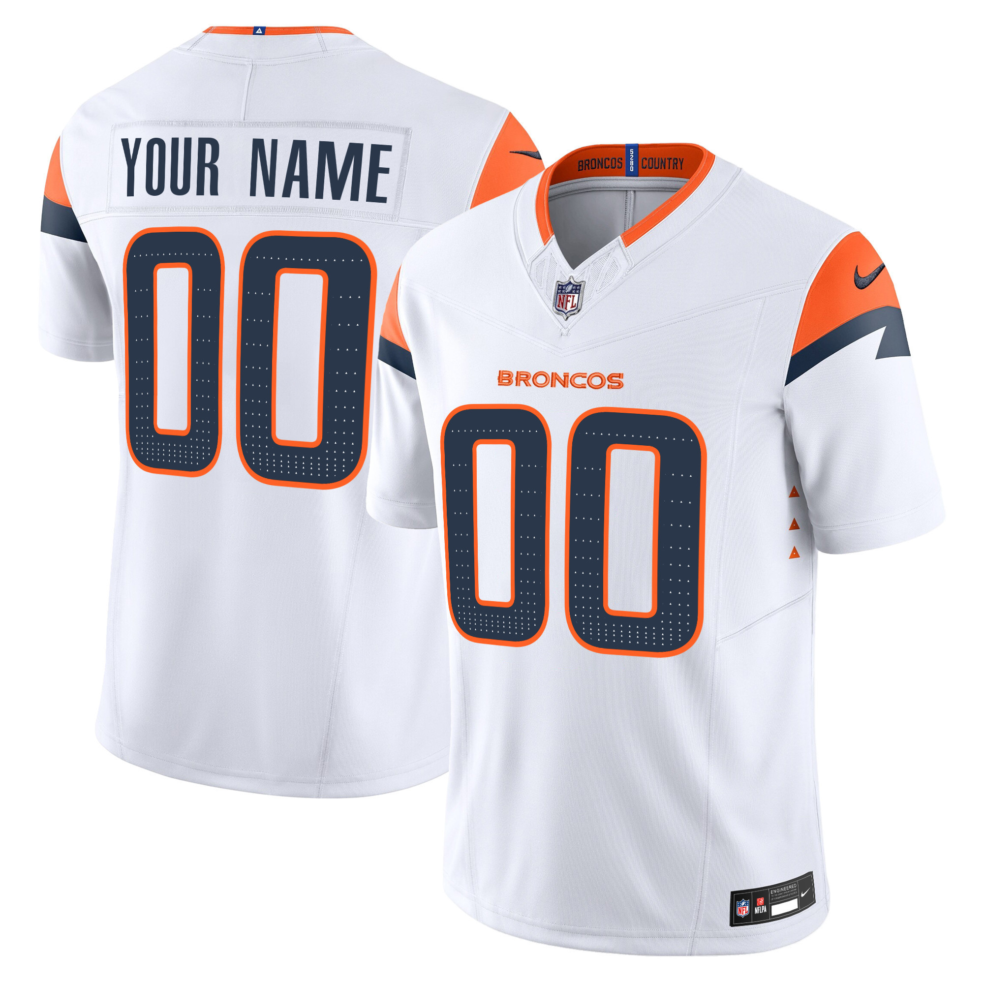 Men's Denver Broncos 2024 Vapor Limited Custom White Jersey - All Stitched