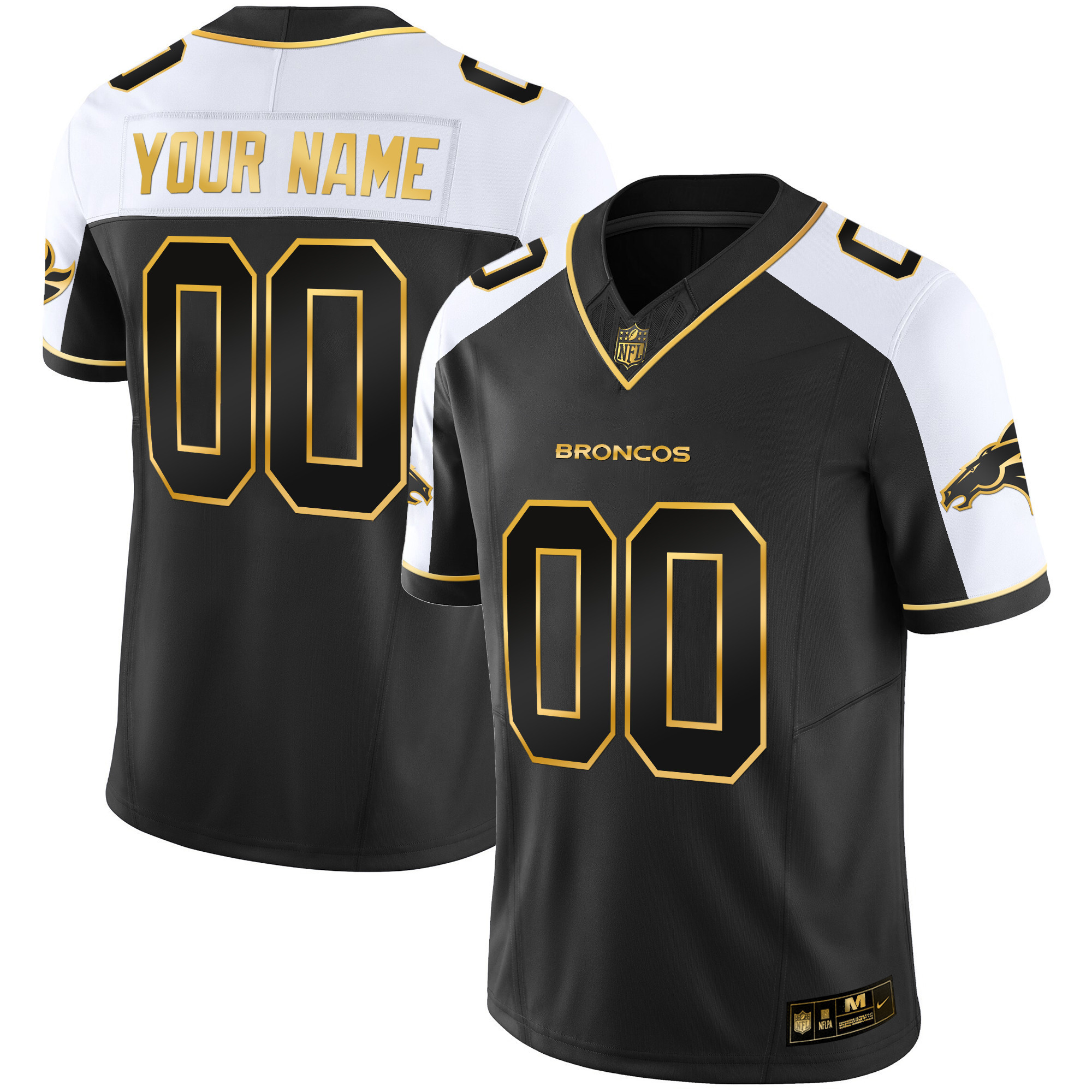 Men's Denver Broncos Gold Vapor Limited Custom Alternate Jersey - All Stitched