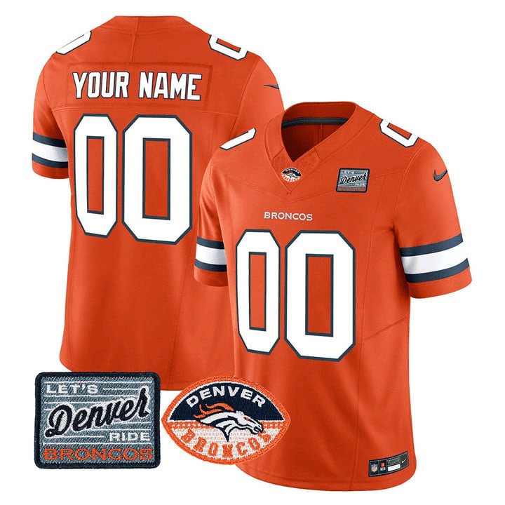 Men's Denver Broncos Logo Patch Vapor Limited Custom Orange Jersey - All Stitched
