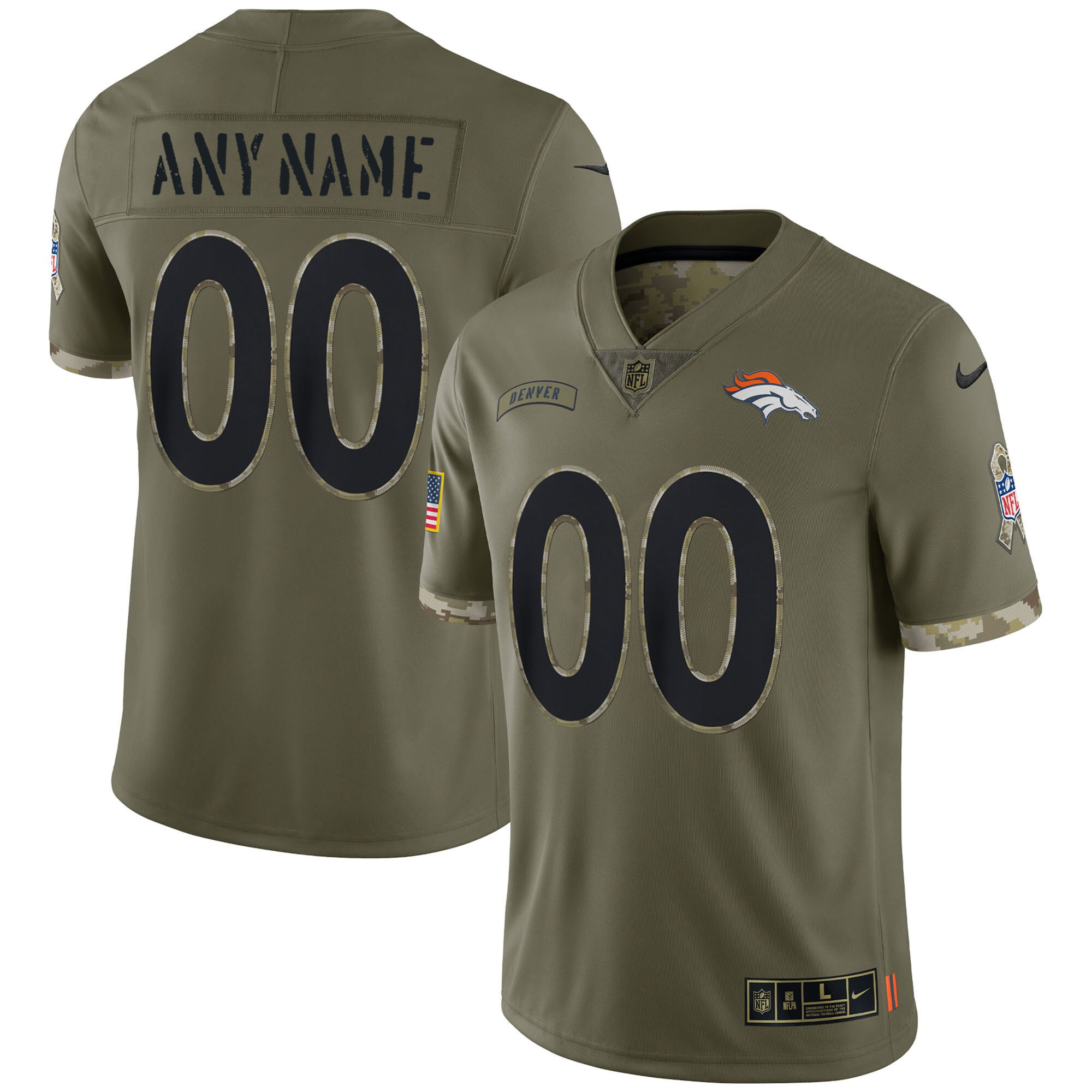 Men's Denver Broncos Salute To Service Custom Salute To Service Jersey - All Stitched