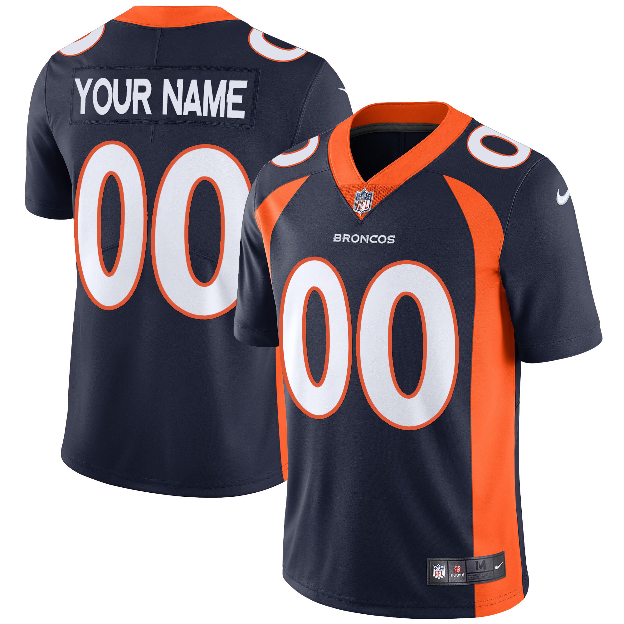 Men's Denver Broncos Vapor Custom Navy Jersey - All Stitched