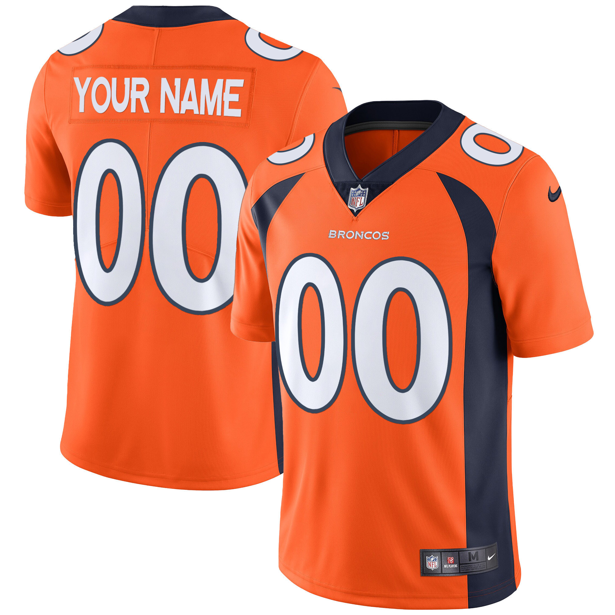 Men's Denver Broncos Vapor Custom Orange Jersey - All Stitched