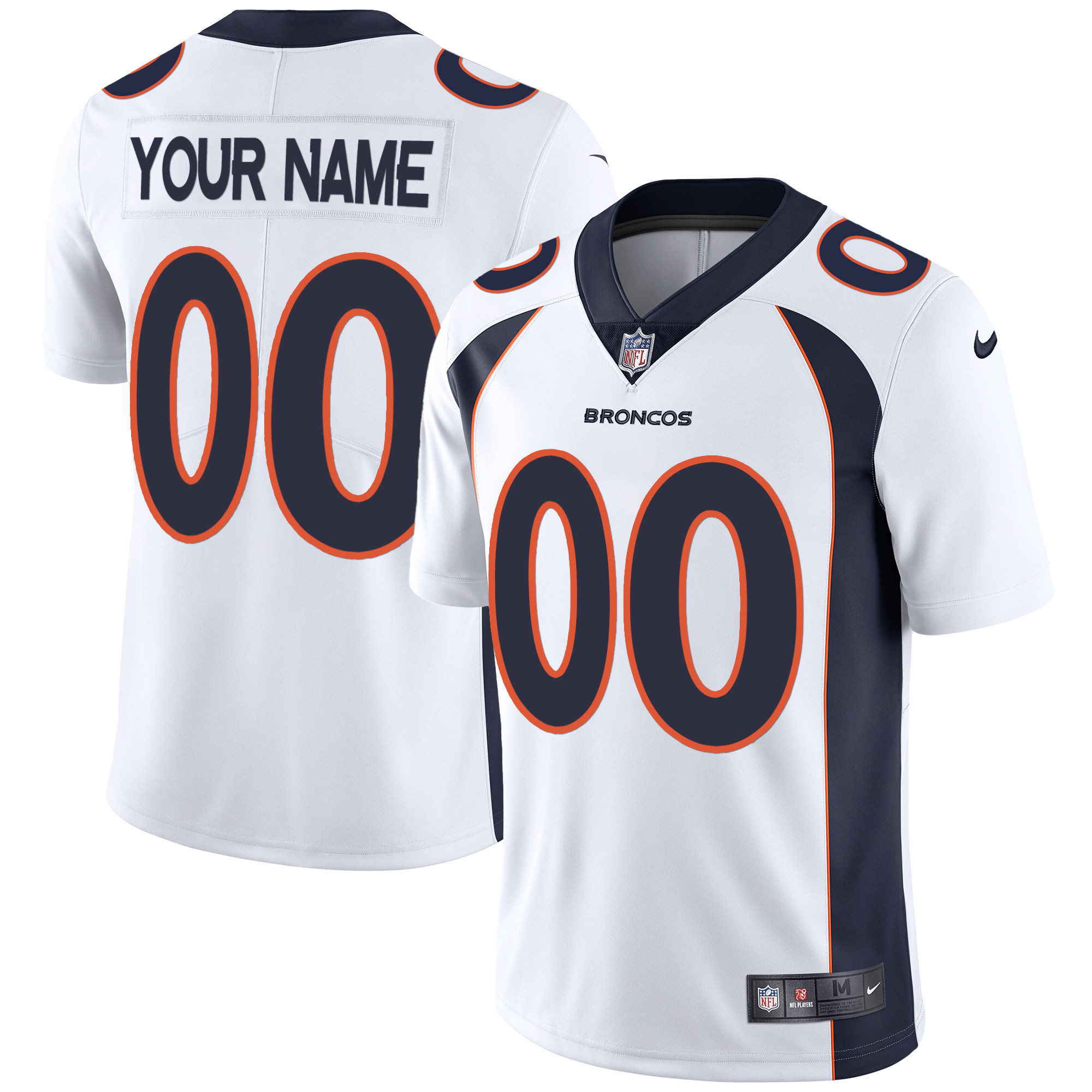 Men's Denver Broncos Vapor Custom White Jersey - All Stitched