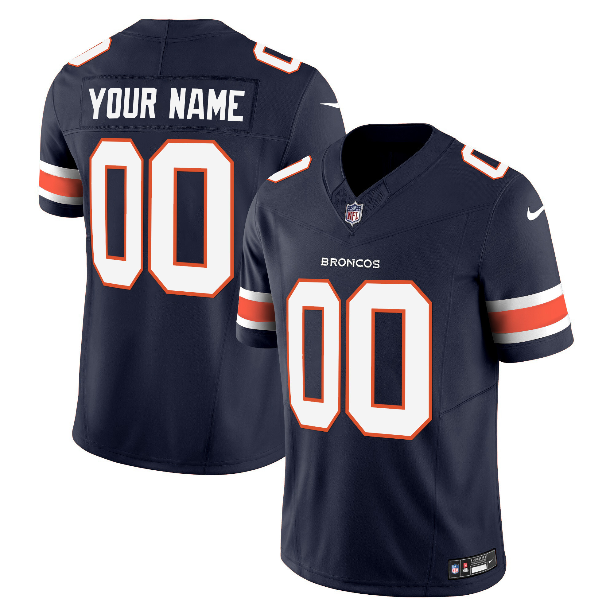 Men's Denver Broncos Vapor Limited Custom Navy Jersey - All Stitched