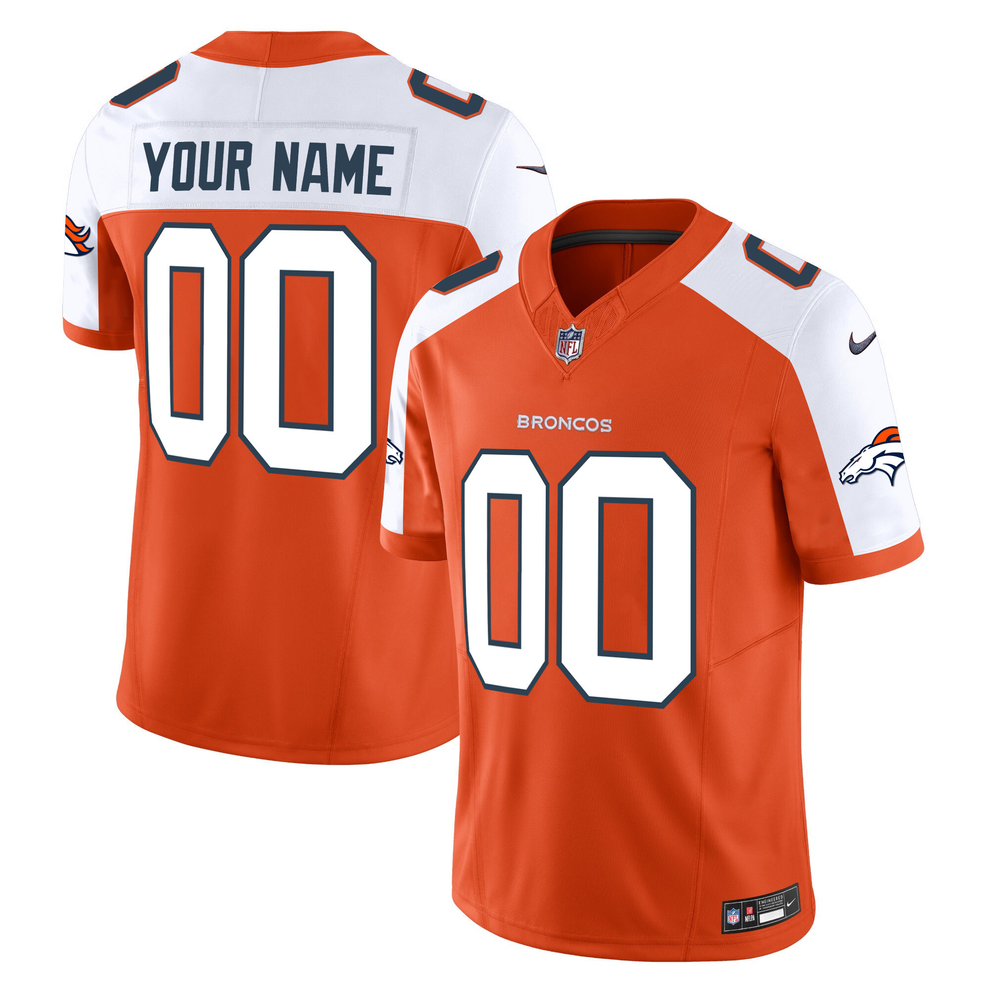 Men's Denver Broncos Vapor Limited Custom Orange Alternate Jersey - All Stitched