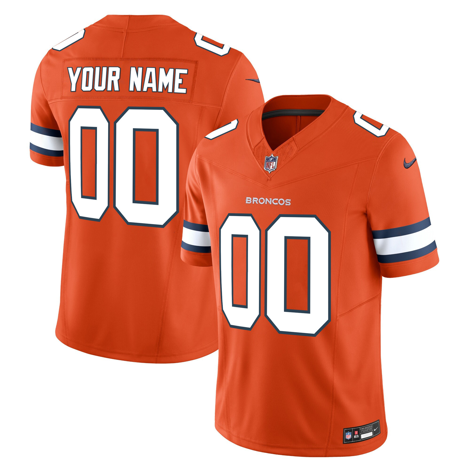 Men's Denver Broncos Vapor Limited Custom Orange Jersey - All Stitched