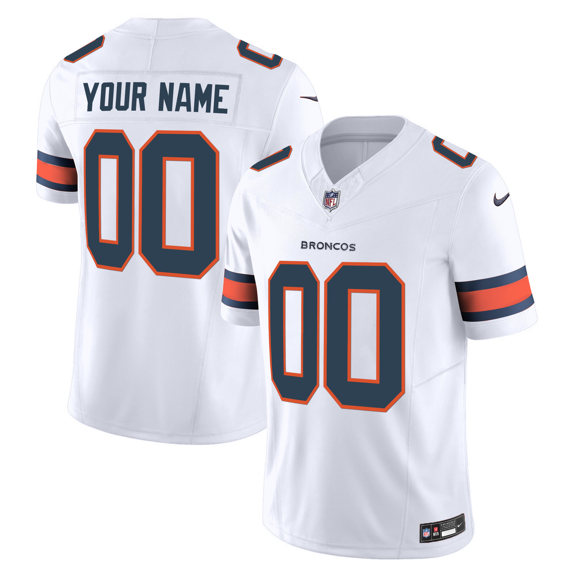 Men's Denver Broncos Vapor Limited Custom White Jersey - All Stitched