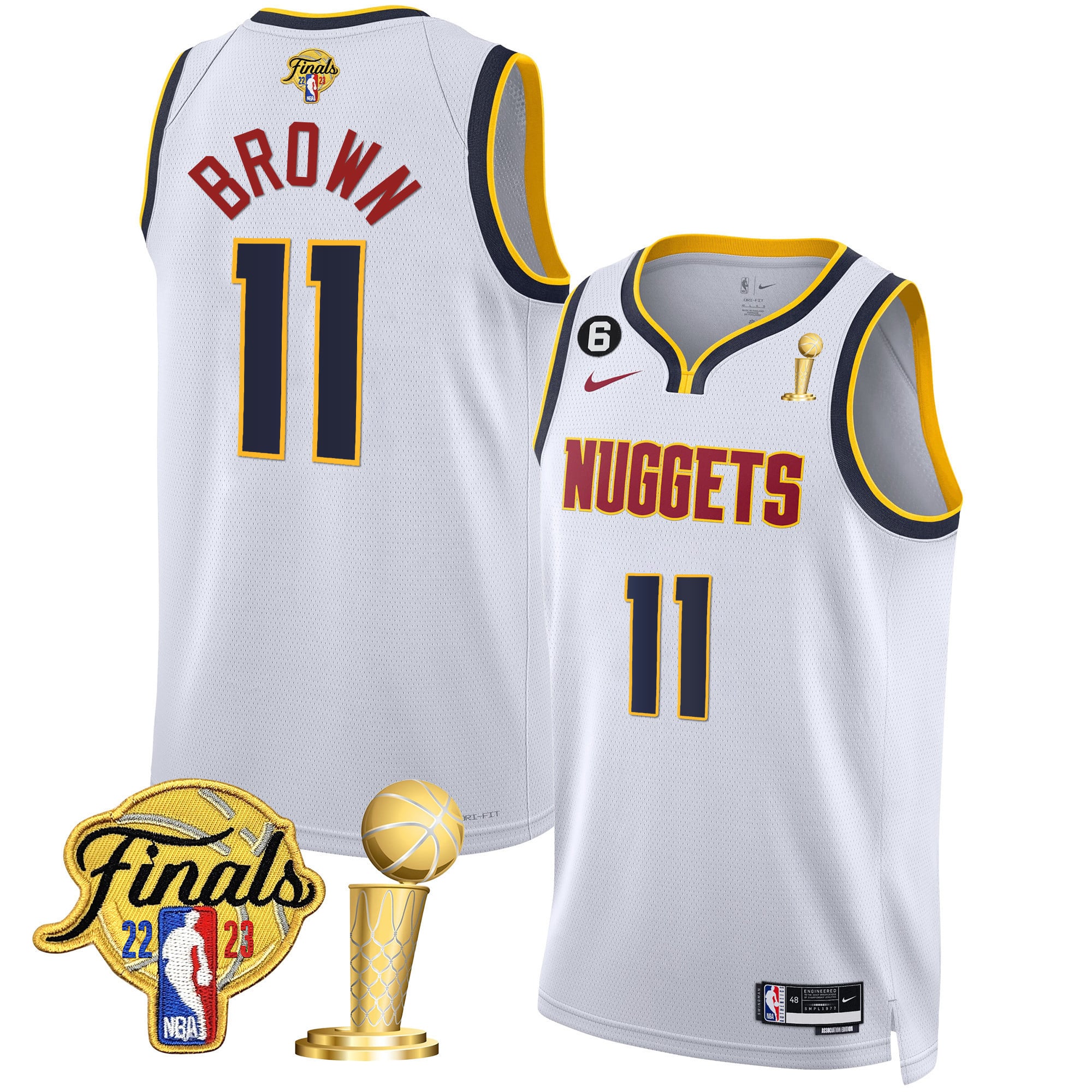 Men's Denver Nuggets 2023 Finals & Champions Patch Gold Jersey - All Stitched - Image 24