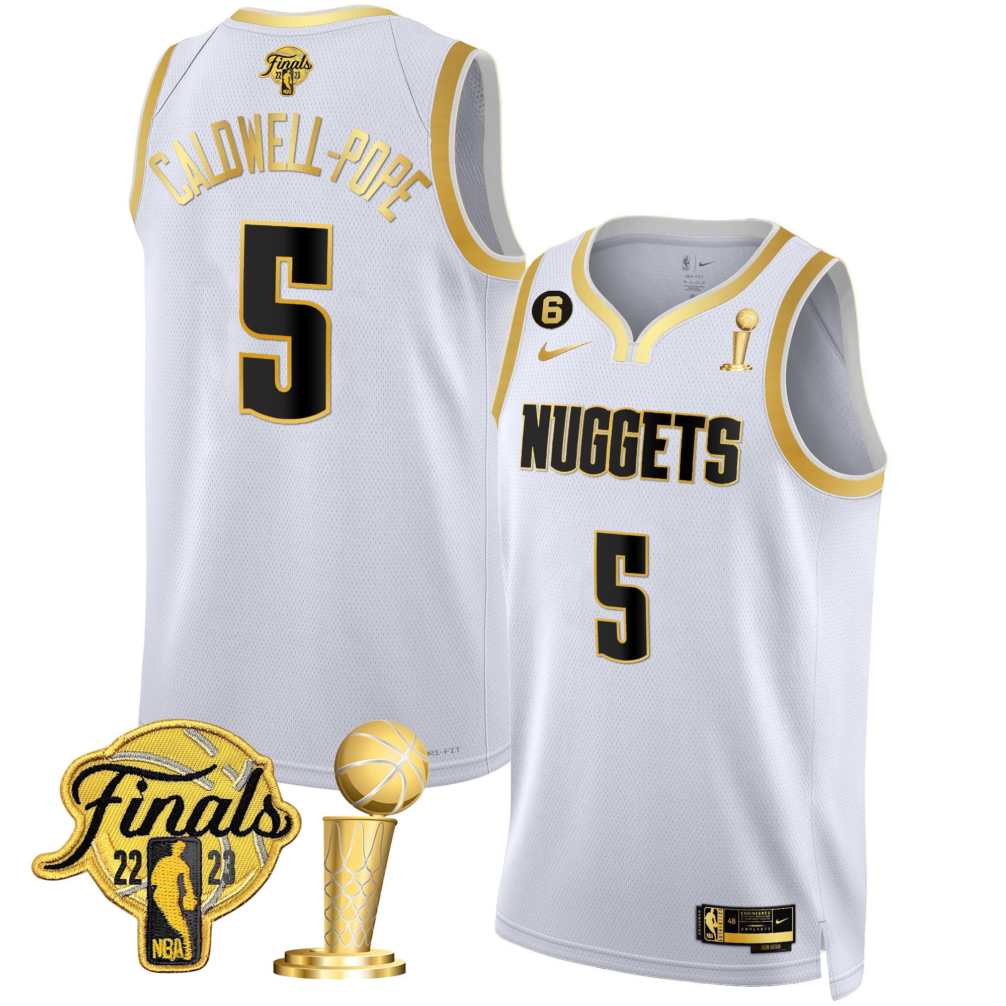Men's Denver Nuggets 2023 Finals & Champions Patch Gold Jersey - All Stitched - Image 38