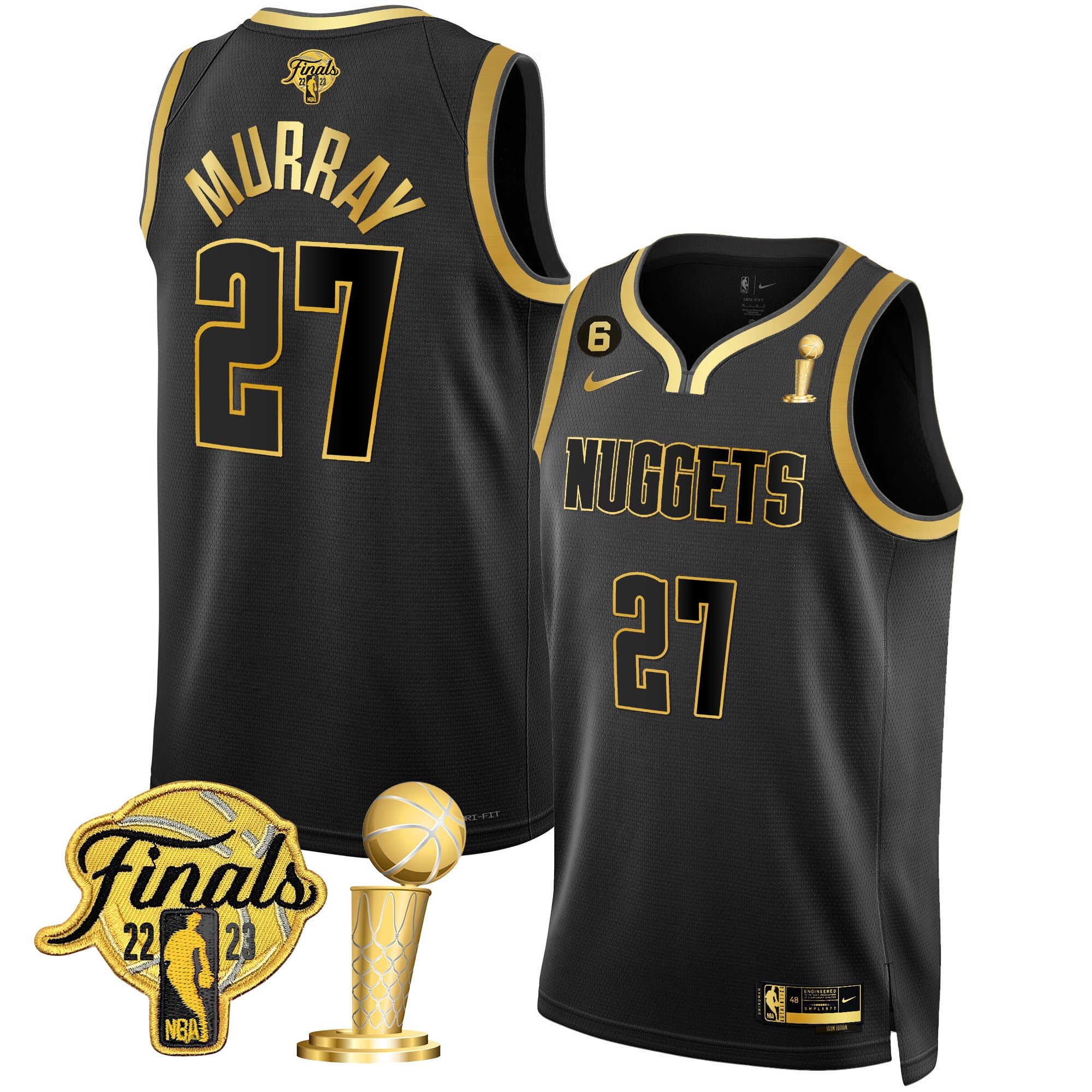 Men's Denver Nuggets 2023 Finals & Champions Patch Gold Jersey - All Stitched - Image 33