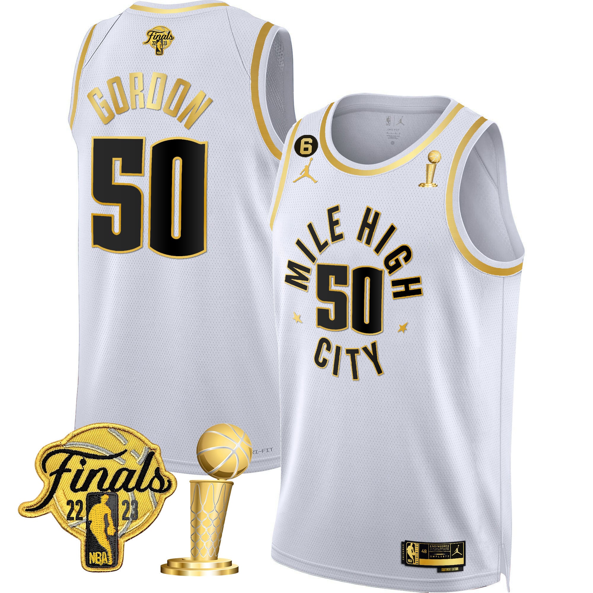 Men's Denver Nuggets 2023 Finals & Champions Patch Gold Jersey - All Stitched - Image 17
