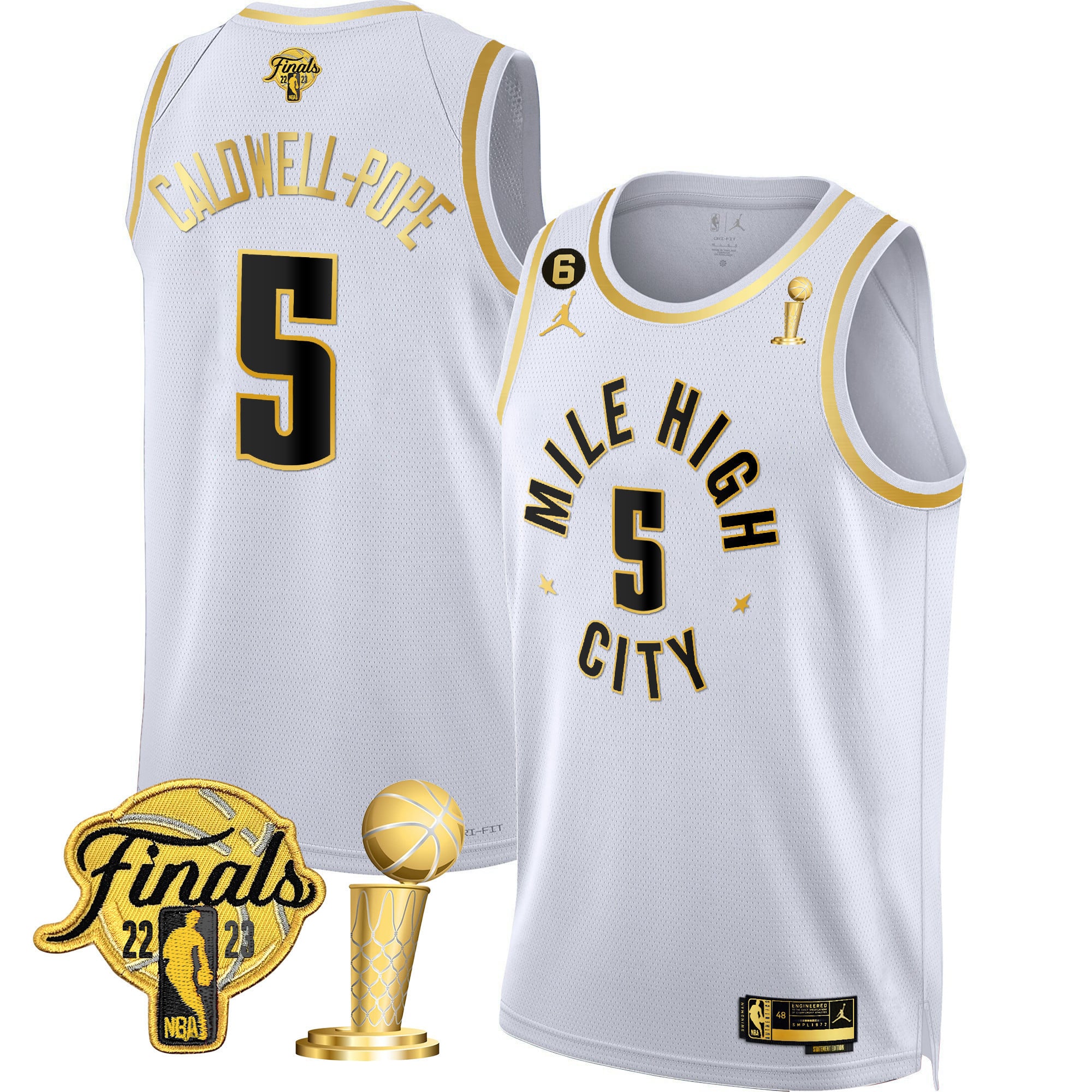 Men's Denver Nuggets 2023 Finals & Champions Patch Gold Jersey - All Stitched - Image 14