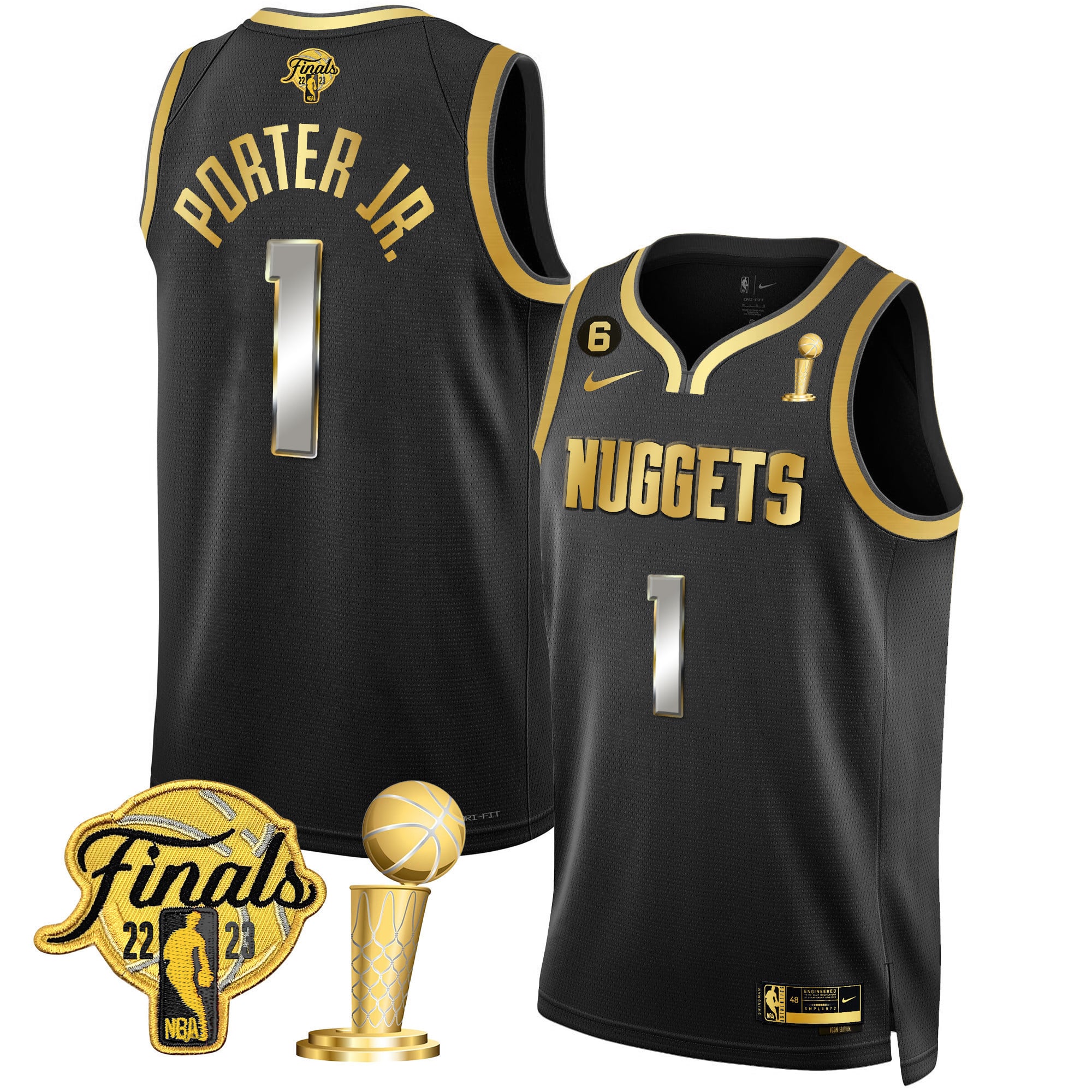 Men's Denver Nuggets 2023 Finals & Champions Patch Gold Jersey - All Stitched - Image 28