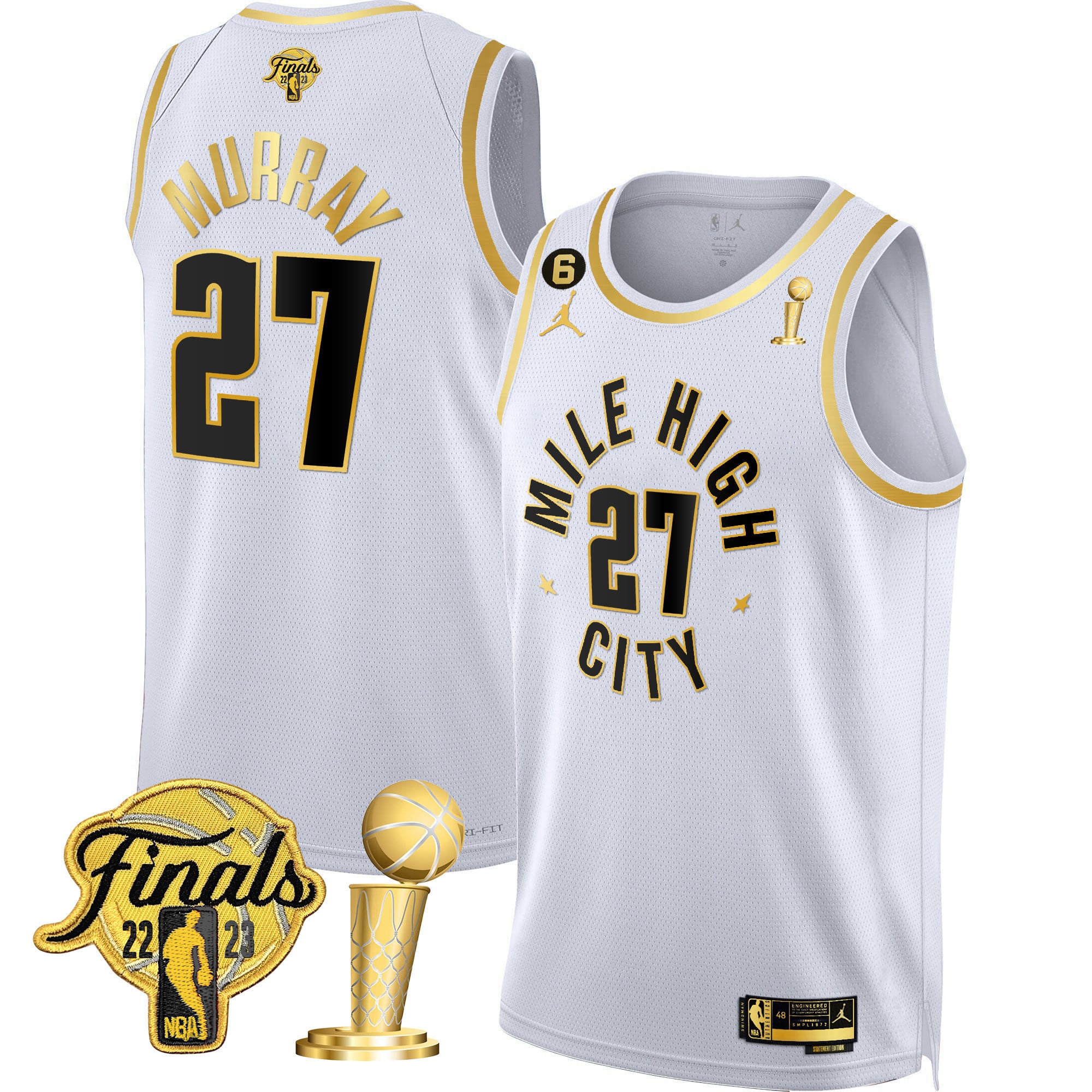 Men's Denver Nuggets 2023 Finals & Champions Patch Gold Jersey - All Stitched - Image 15