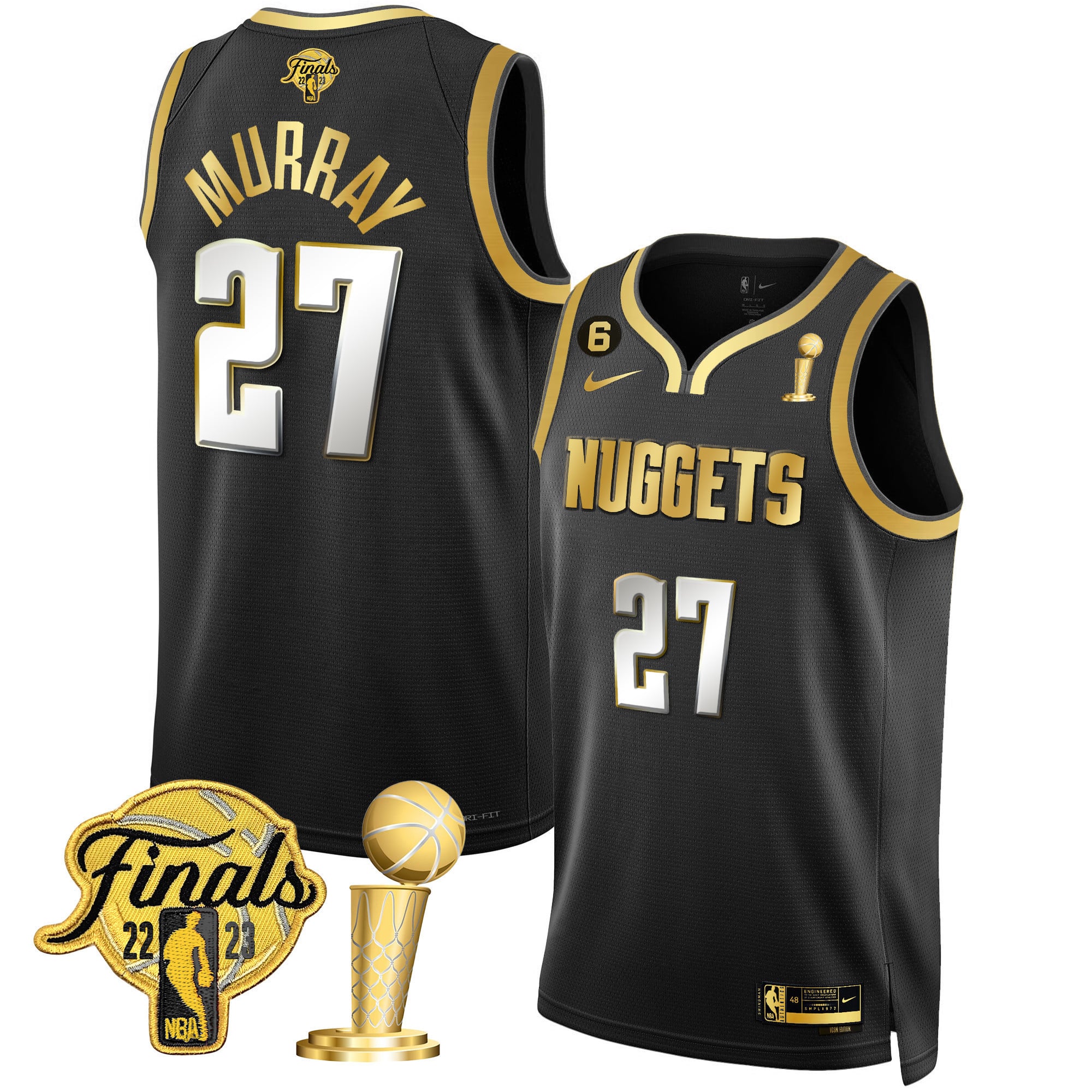 Men's Denver Nuggets 2023 Finals & Champions Patch Gold Jersey - All Stitched - Image 27
