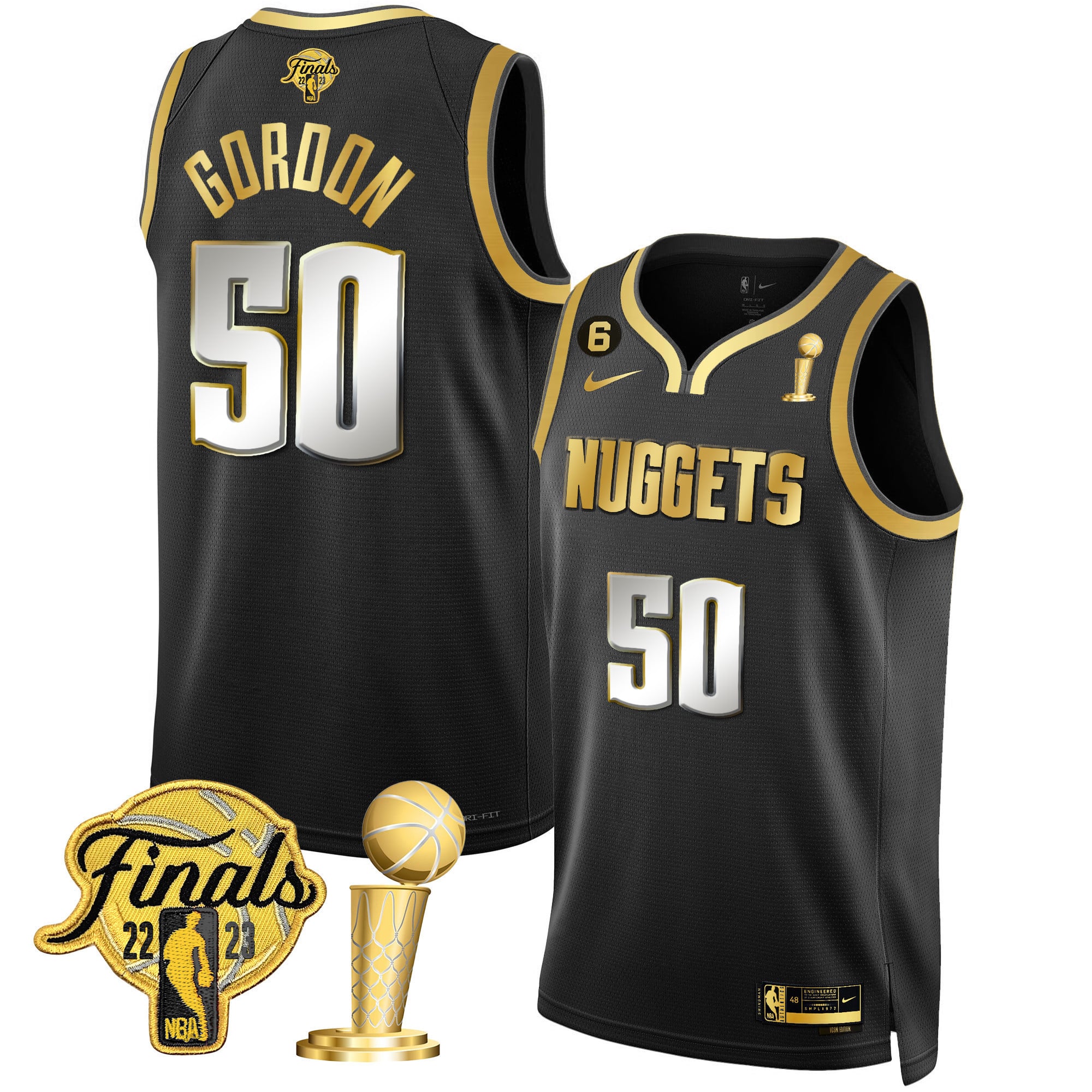 Men's Denver Nuggets 2023 Finals & Champions Patch Gold Jersey - All Stitched - Image 29