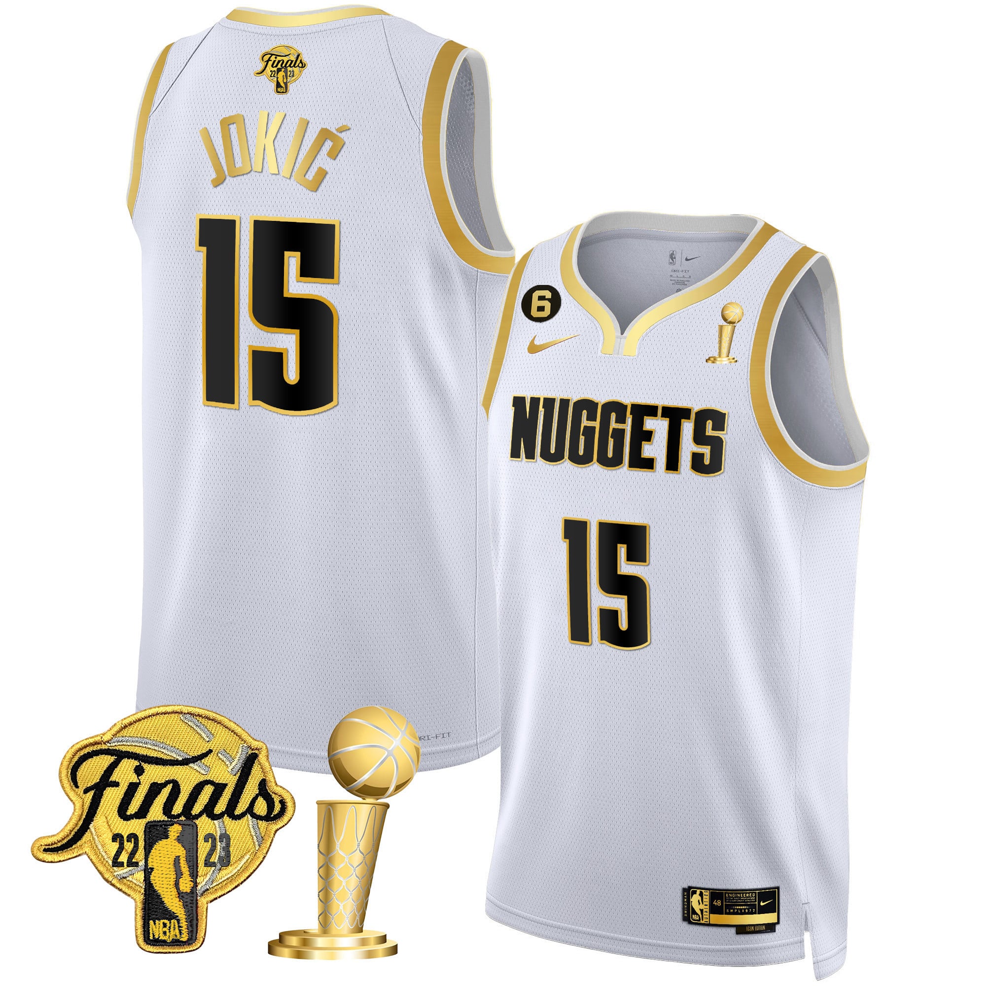 Men's Denver Nuggets 2023 Finals & Champions Patch Gold Jersey - All Stitched - Image 37
