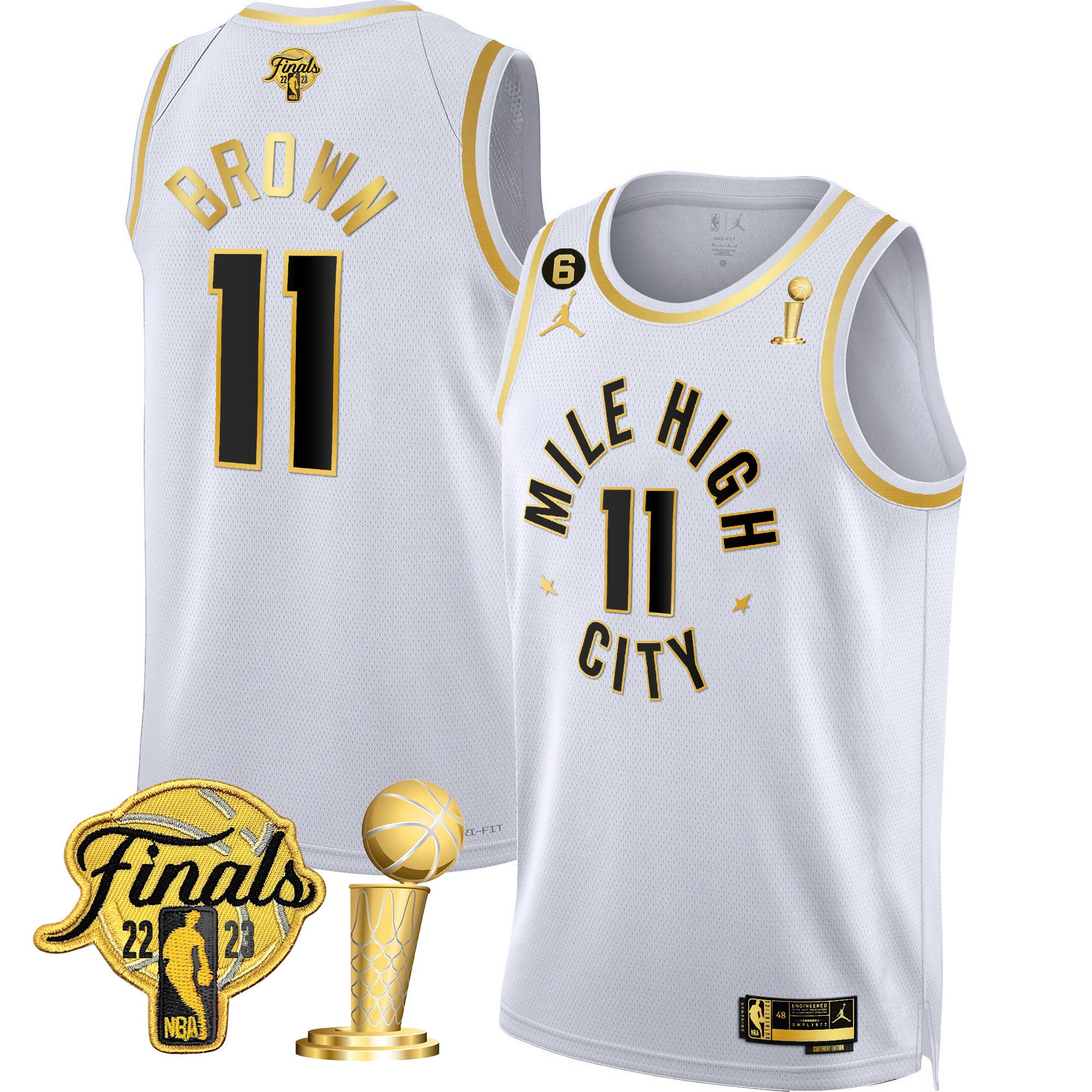 Men's Denver Nuggets 2023 Finals & Champions Patch Gold Jersey - All Stitched - Image 18