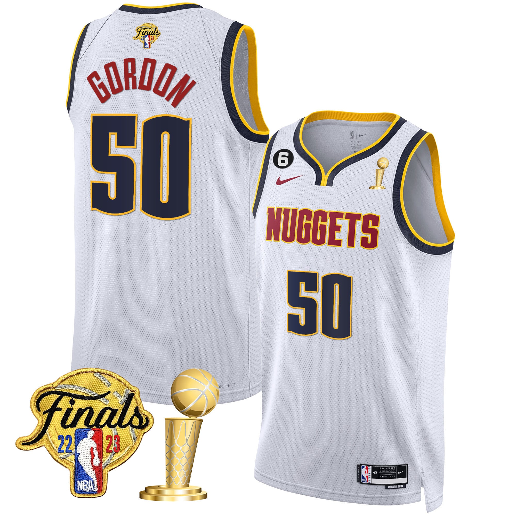 Men's Denver Nuggets 2023 Finals & Champions Patch Gold Jersey - All Stitched - Image 23