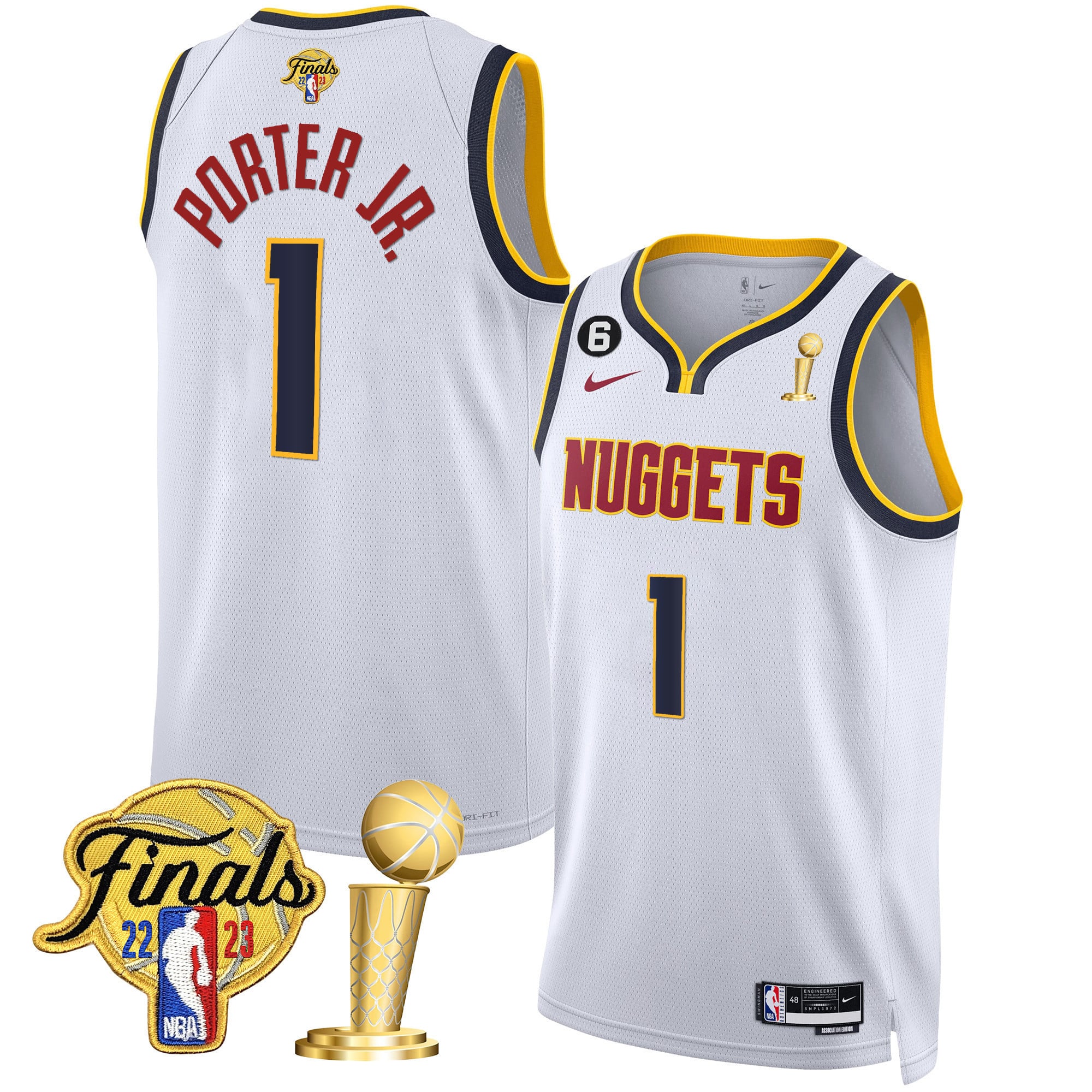 Men's Denver Nuggets 2023 Finals & Champions Patch Gold Jersey - All Stitched - Image 22