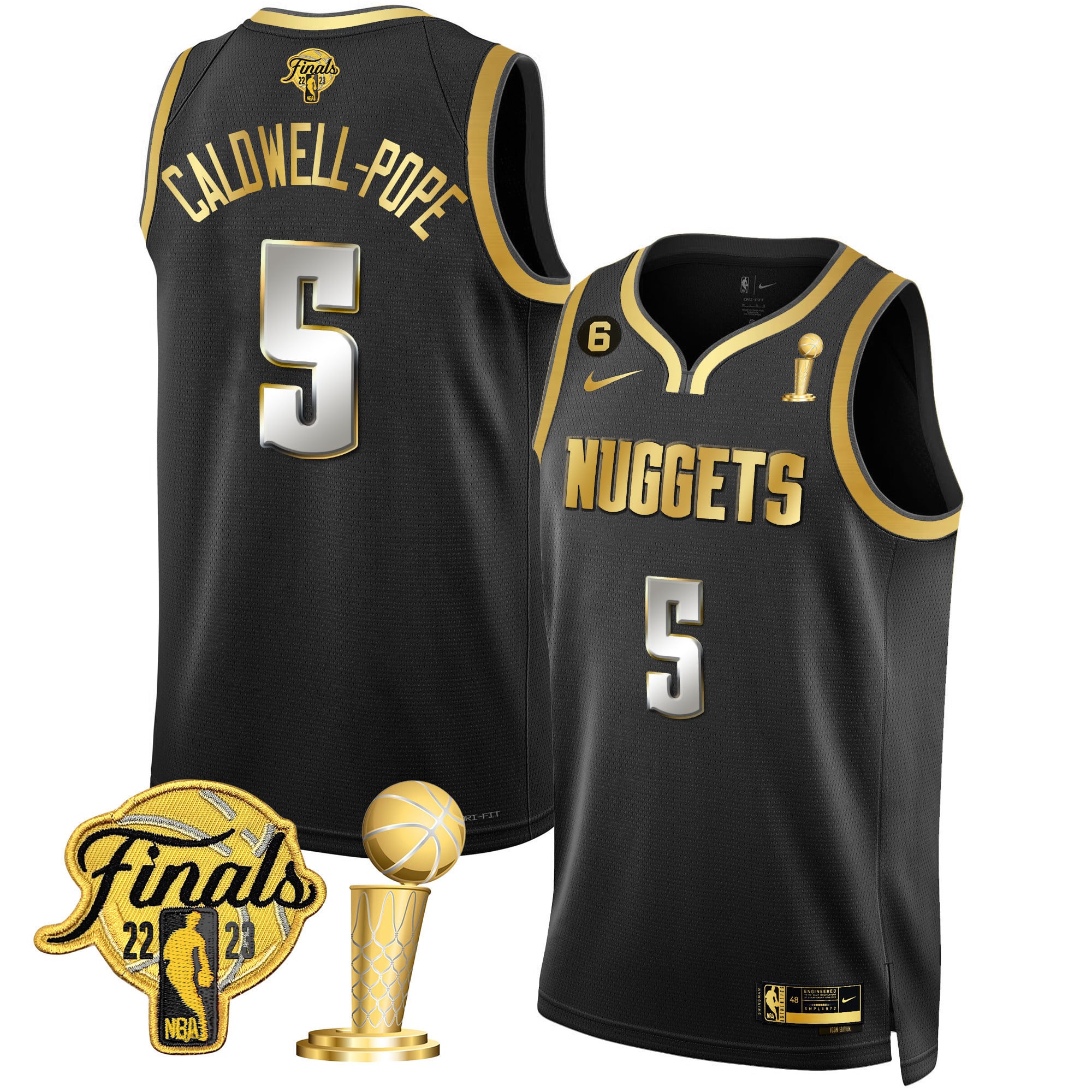 Men's Denver Nuggets 2023 Finals & Champions Patch Gold Jersey - All Stitched - Image 26