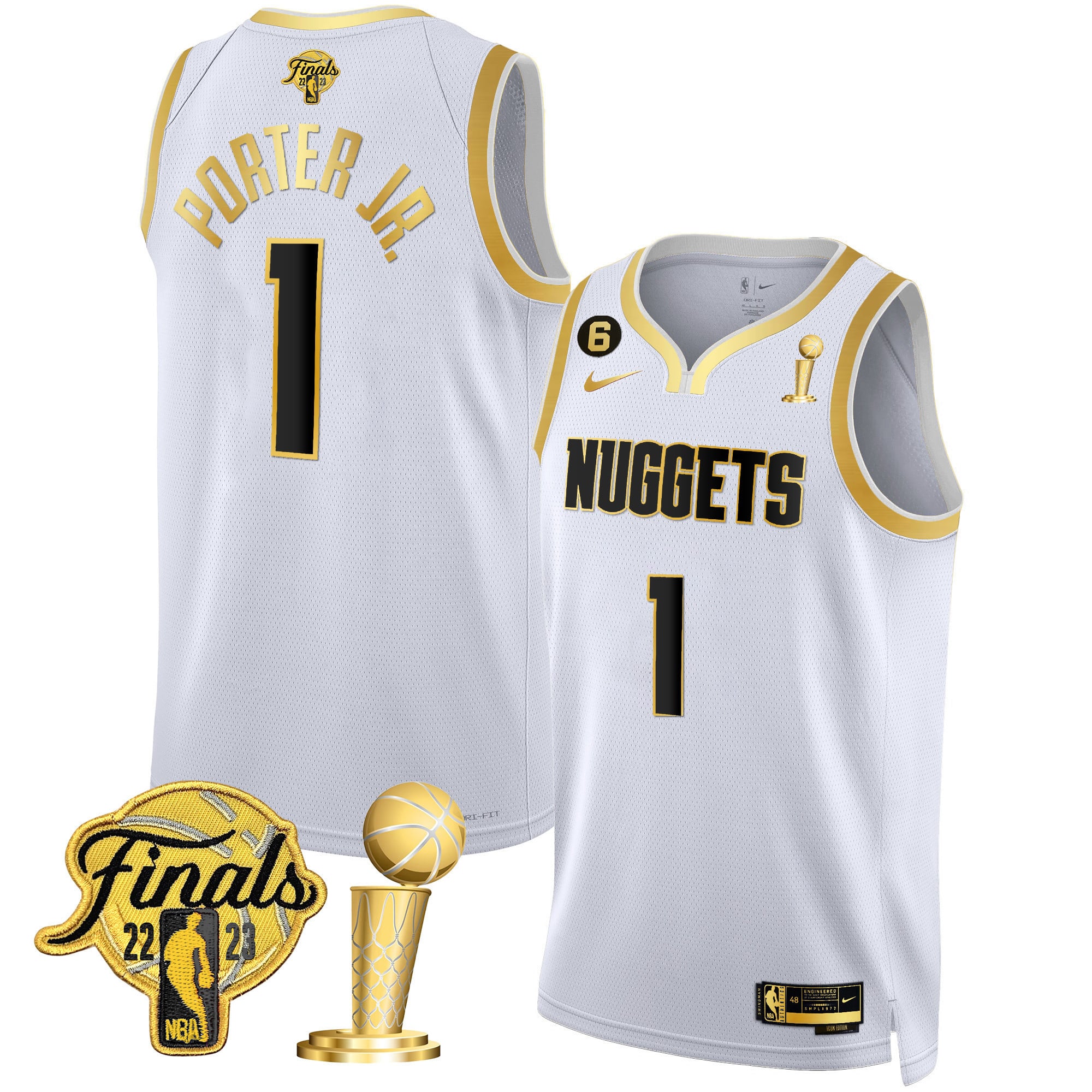 Men's Denver Nuggets 2023 Finals & Champions Patch Gold Jersey - All Stitched - Image 40