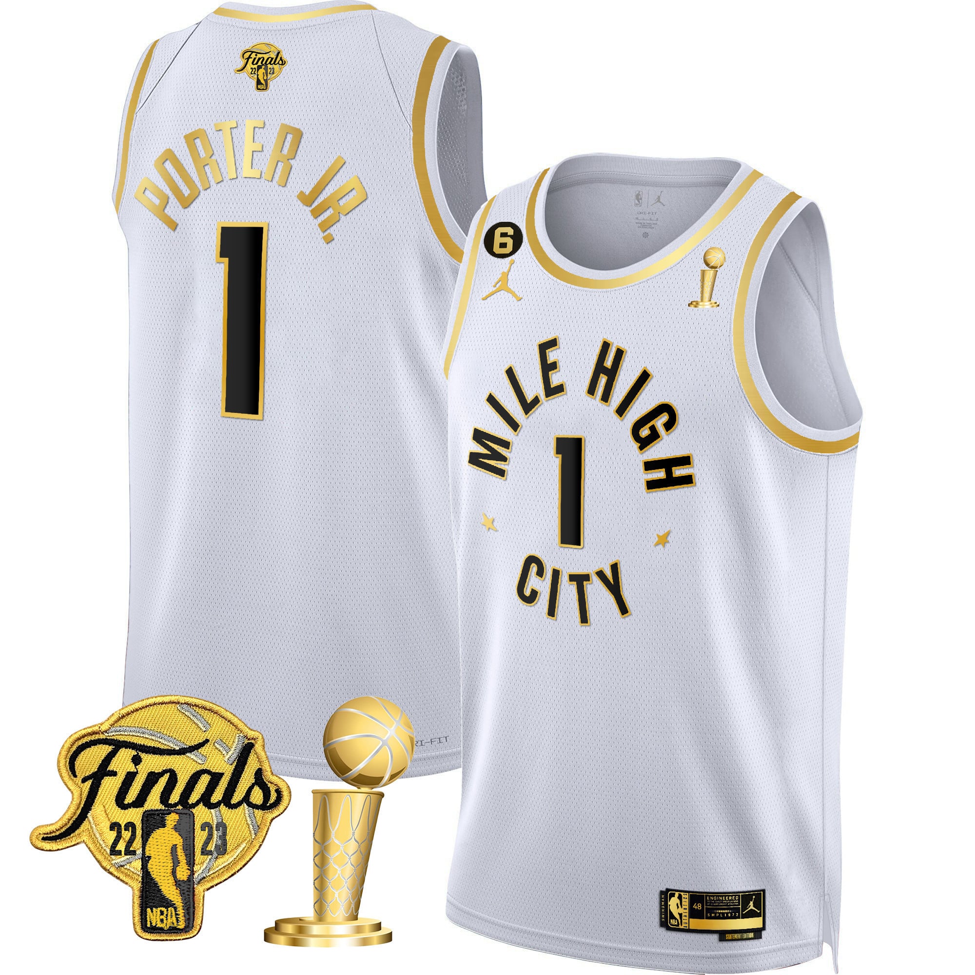 Men's Denver Nuggets 2023 Finals & Champions Patch Gold Jersey - All Stitched - Image 16