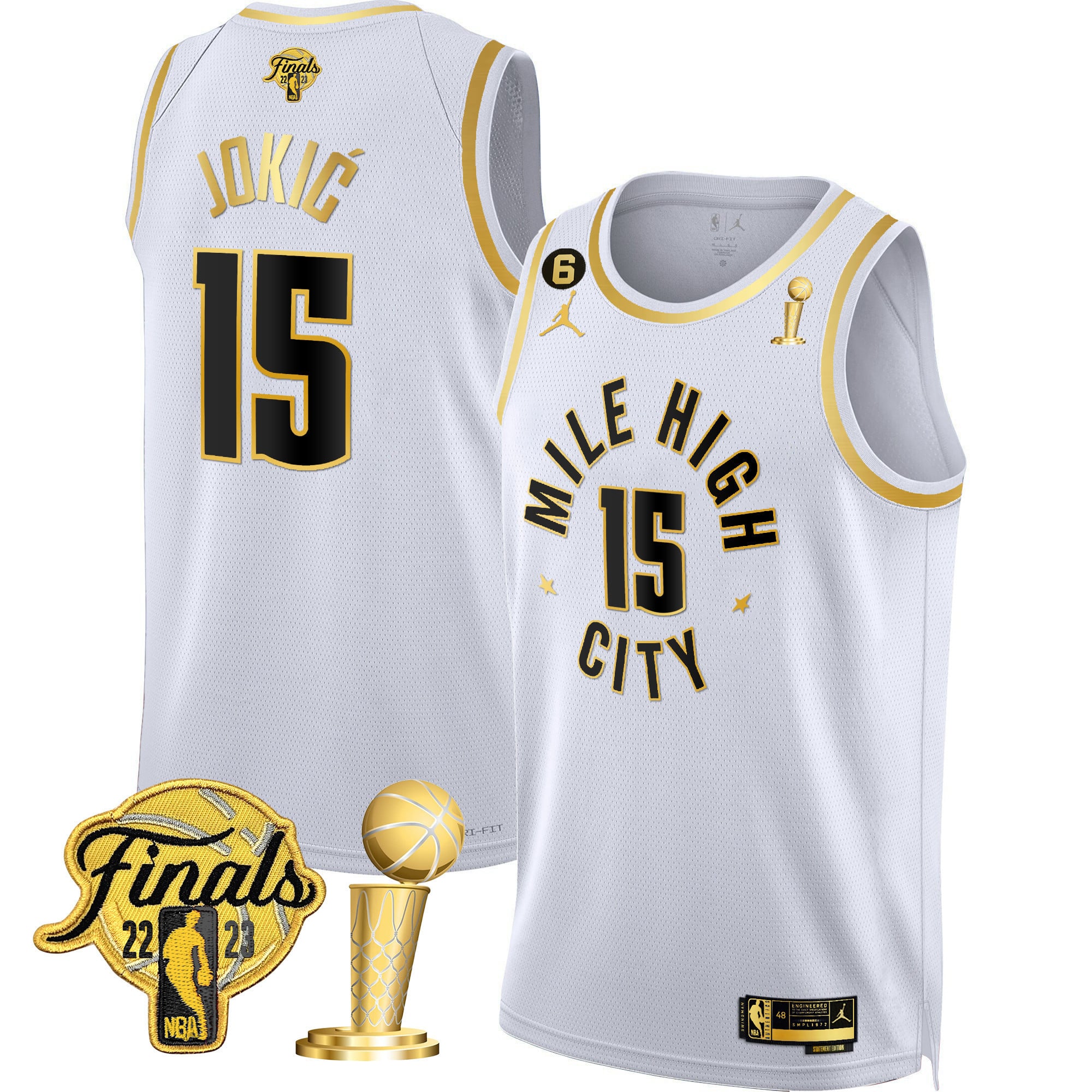 Men's Denver Nuggets 2023 Finals & Champions Patch Gold Jersey - All Stitched - Image 13